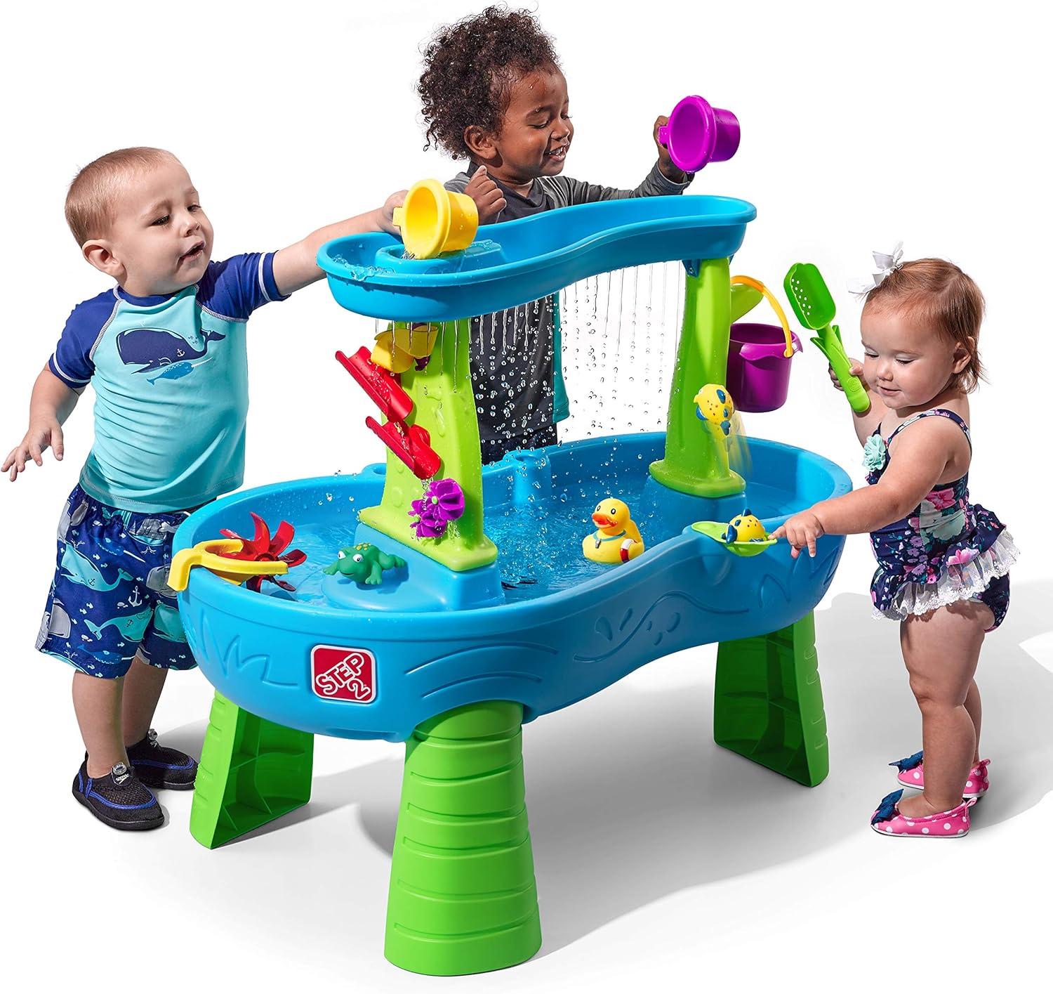 image:imageStep2 Rain Showers Splash Pond Water Table Kids Water and Sand Activity Sensory Playset Summer Outdoor Toys 13 Piece Water Toy Accessories For Toddlers 15 Years Old Blue amp Green