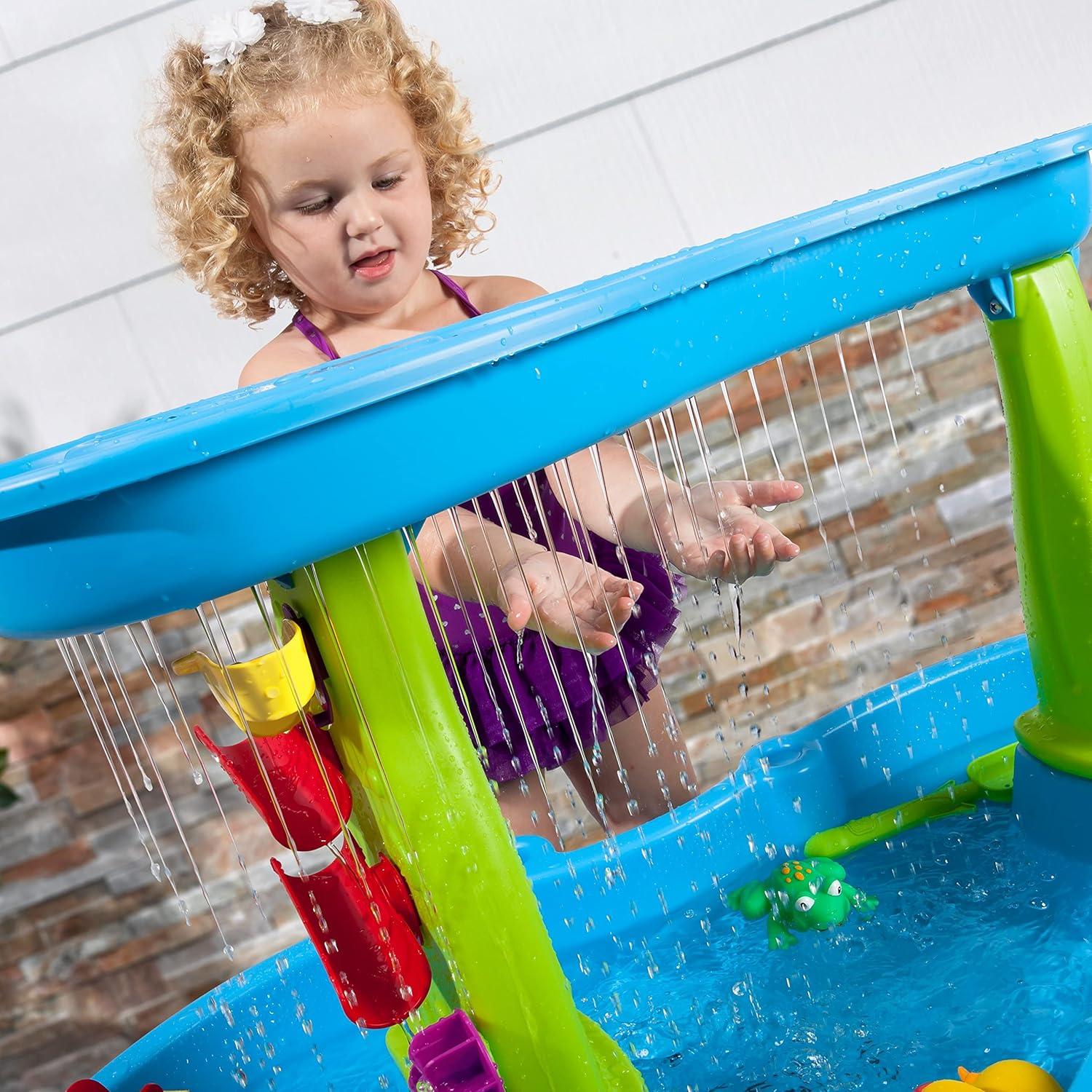 image:imageStep2 Rain Showers Splash Pond Water Table Kids Water and Sand Activity Sensory Playset Summer Outdoor Toys 13 Piece Water Toy Accessories For Toddlers 15 Years Old Blue amp Green