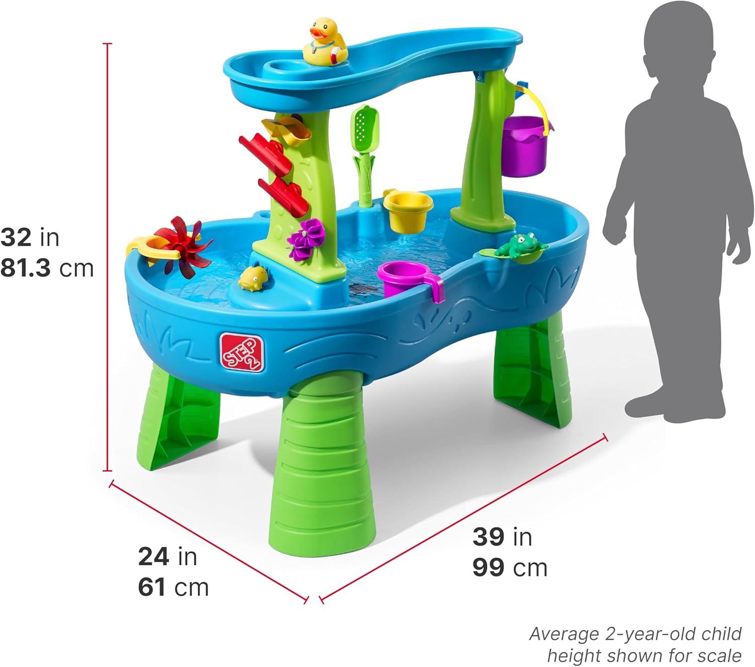 image:imageStep2 Rain Showers Splash Pond Water Table Kids Water and Sand Activity Sensory Playset Summer Outdoor Toys 13 Piece Water Toy Accessories For Toddlers 15 Years Old Blue amp Green