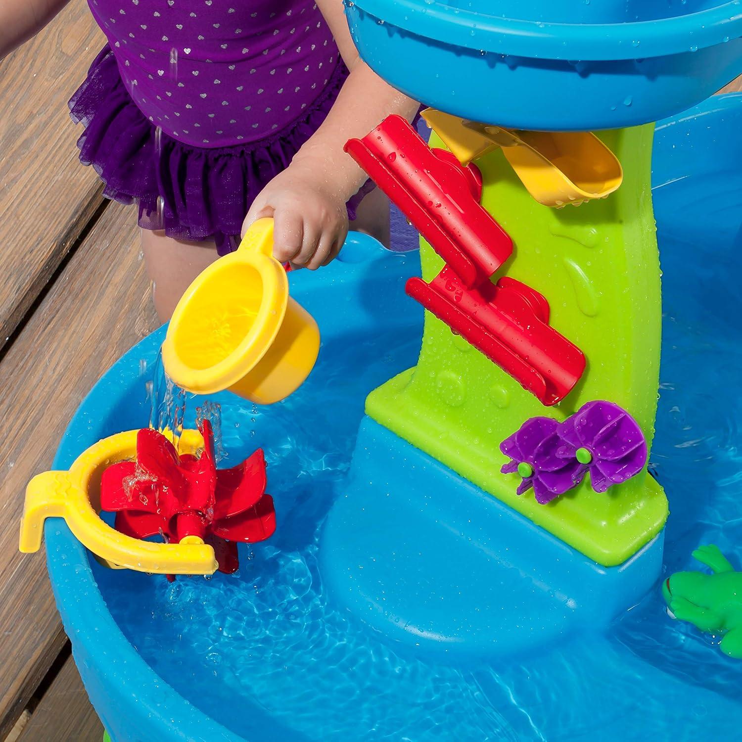 image:imageStep2 Rain Showers Splash Pond Water Table Kids Water and Sand Activity Sensory Playset Summer Outdoor Toys 13 Piece Water Toy Accessories For Toddlers 15 Years Old Blue amp Green