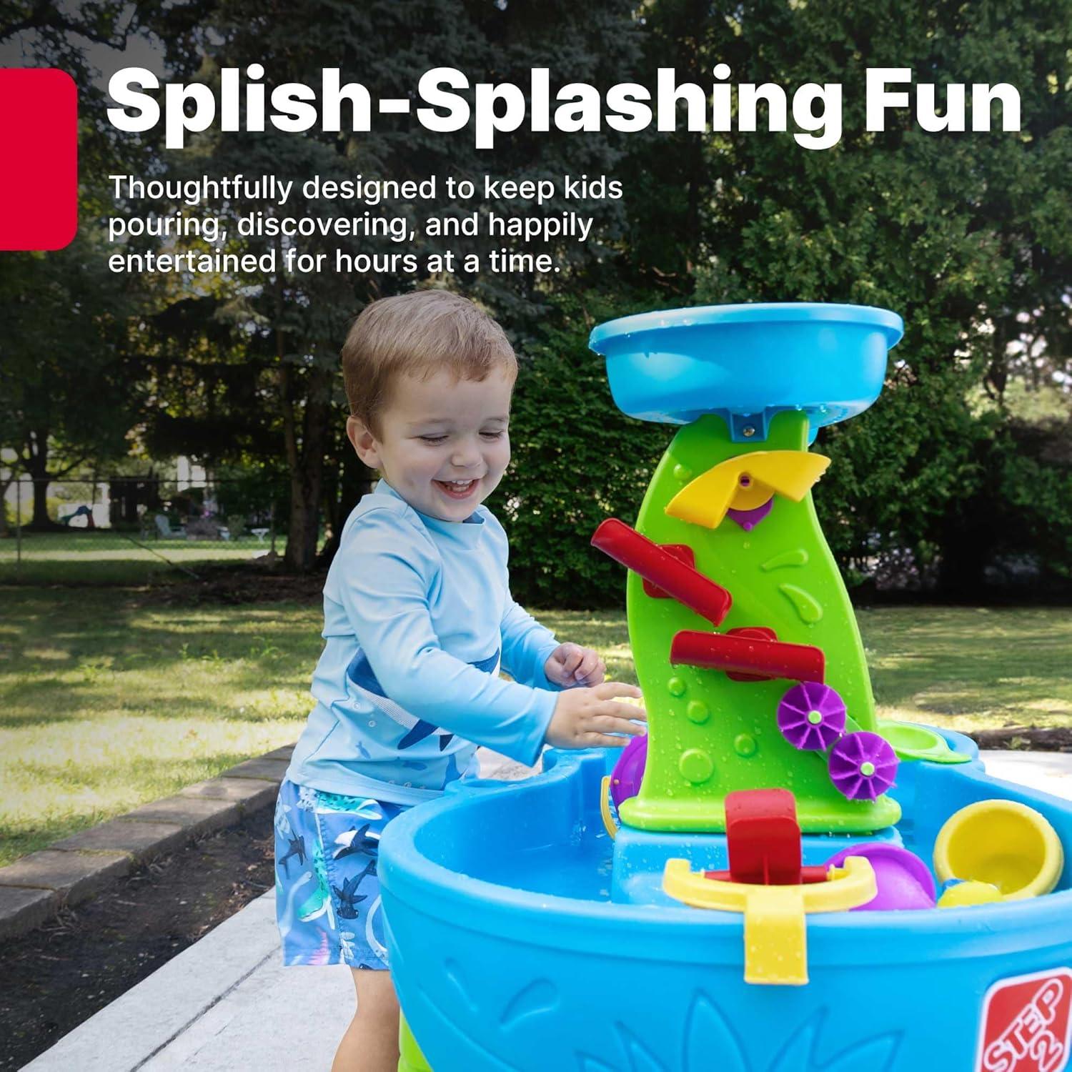 image:imageStep2 Rain Showers and Unicorns Water Table Kids Water and Sand Activity Sensory Playset Summer Outdoor Toys 13 Piece Water Toy Accessories for Toddlers 15 Years Old Blue amp PurpleRain Showers Splash Pond with Cover