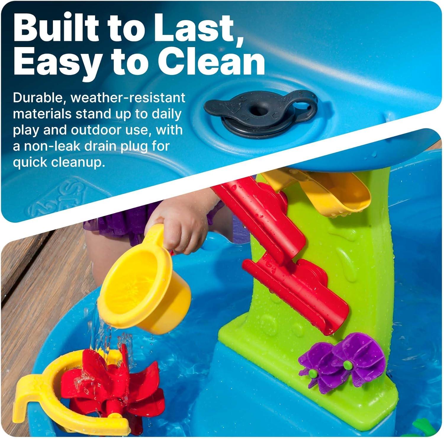 image:imageStep2 Rain Showers and Unicorns Water Table Kids Water and Sand Activity Sensory Playset Summer Outdoor Toys 13 Piece Water Toy Accessories for Toddlers 15 Years Old Blue amp PurpleRain Showers Splash Pond with Cover