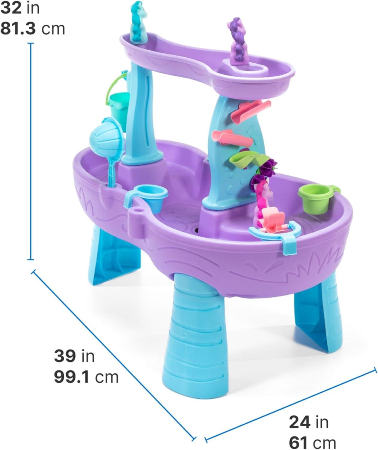 image:imageStep2 Rain Showers and Unicorns Water Table Kids Water and Sand Activity Sensory Playset Summer Outdoor Toys 13 Piece Water Toy Accessories for Toddlers 15 Years Old Blue amp PurpleRain Showers Unicorns