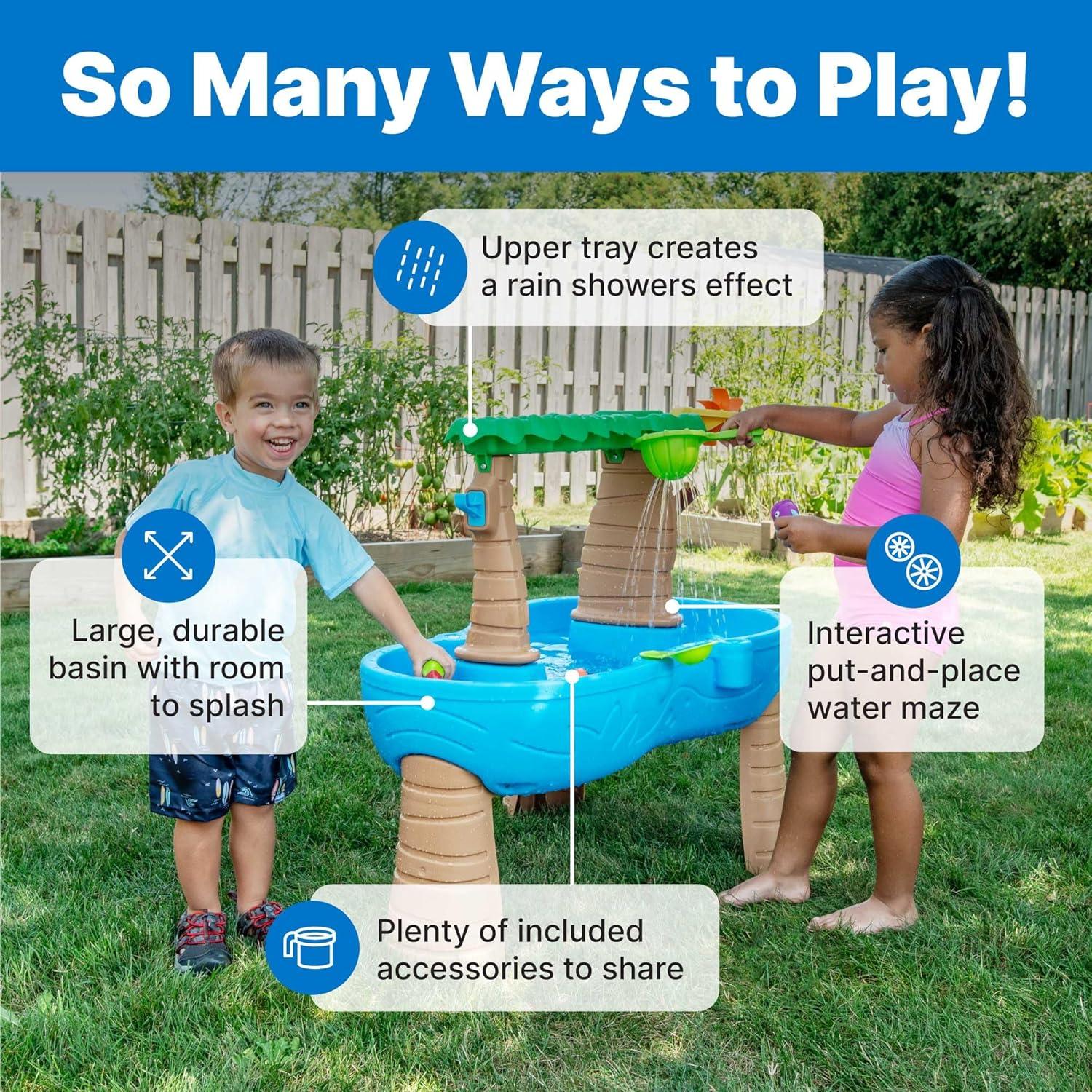 image:imageStep2 Rain Showers and Unicorns Water Table Kids Water and Sand Activity Sensory Playset Summer Outdoor Toys 13 Piece Water Toy Accessories for Toddlers 15 Years Old Blue amp PurpleTropical Rainforest
