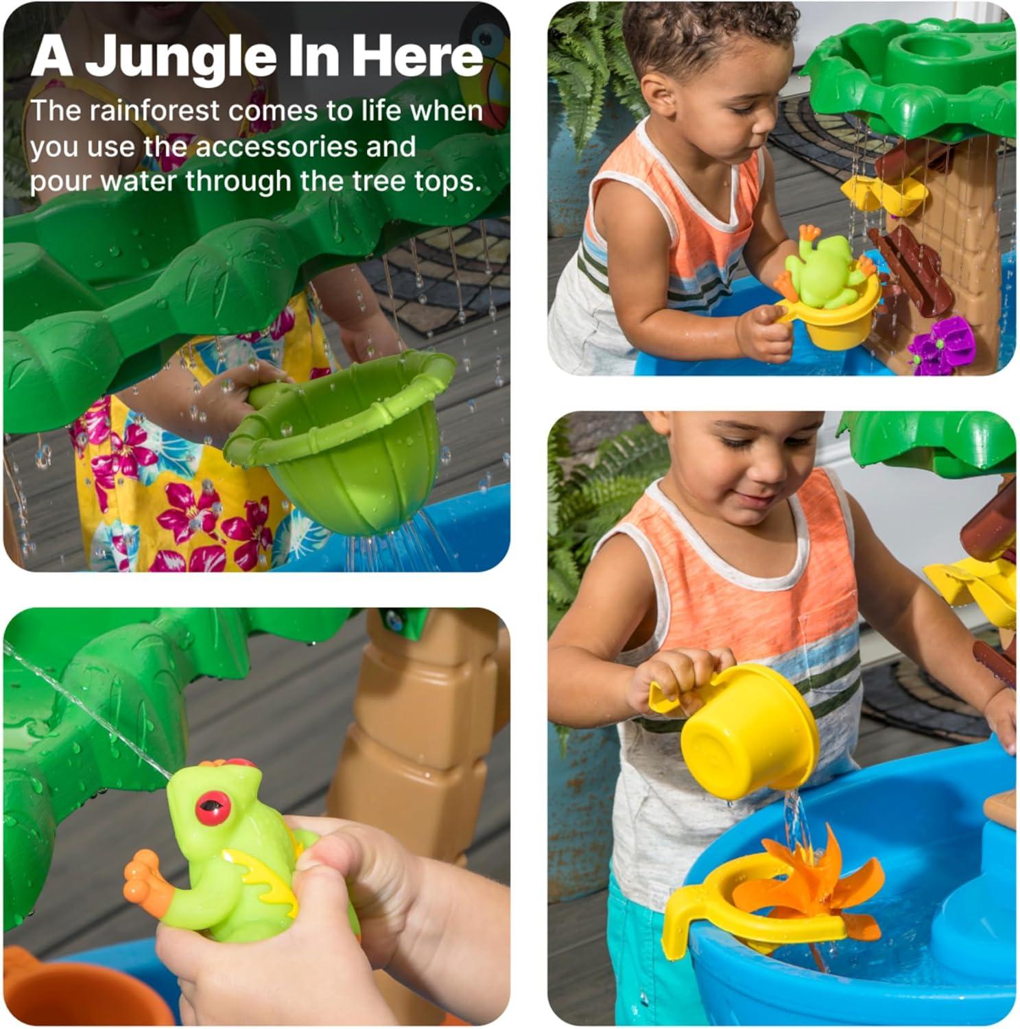image:imageStep2 Rain Showers and Unicorns Water Table Kids Water and Sand Activity Sensory Playset Summer Outdoor Toys 13 Piece Water Toy Accessories for Toddlers 15 Years Old Blue amp PurpleTropical Rainforest