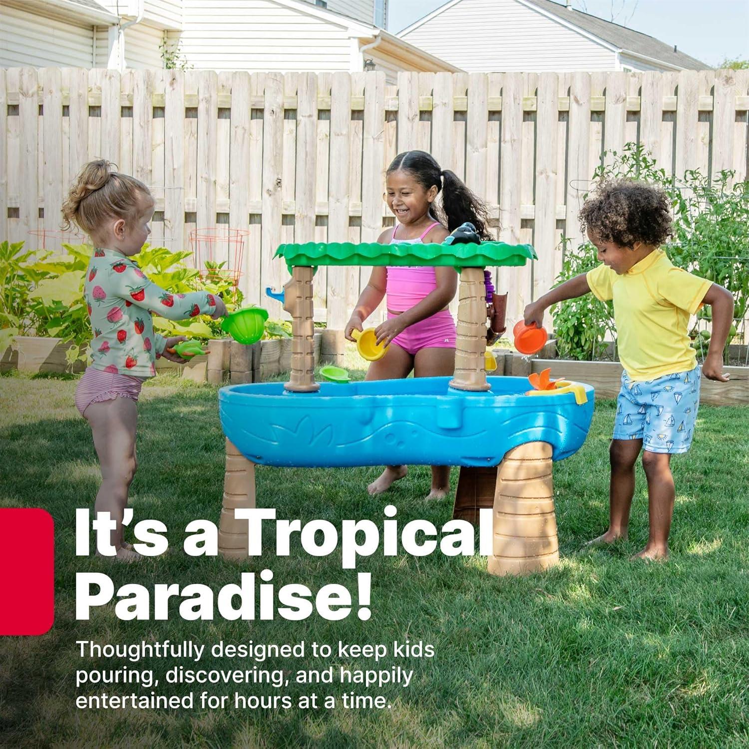 image:imageStep2 Rain Showers and Unicorns Water Table Kids Water and Sand Activity Sensory Playset Summer Outdoor Toys 13 Piece Water Toy Accessories for Toddlers 15 Years Old Blue amp PurpleTropical Rainforest