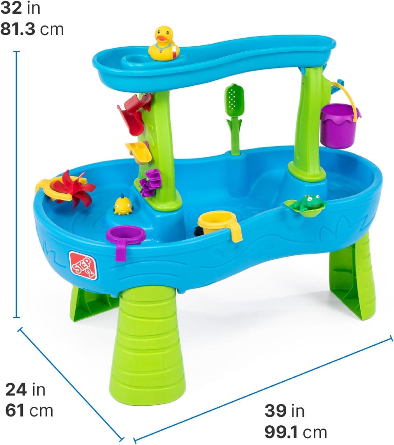 image:imageStep2 Rain Showers and Unicorns Water Table Kids Water and Sand Activity Sensory Playset Summer Outdoor Toys 13 Piece Water Toy Accessories for Toddlers 15 Years Old Blue amp PurpleRain Showers Splash Pond with Cover