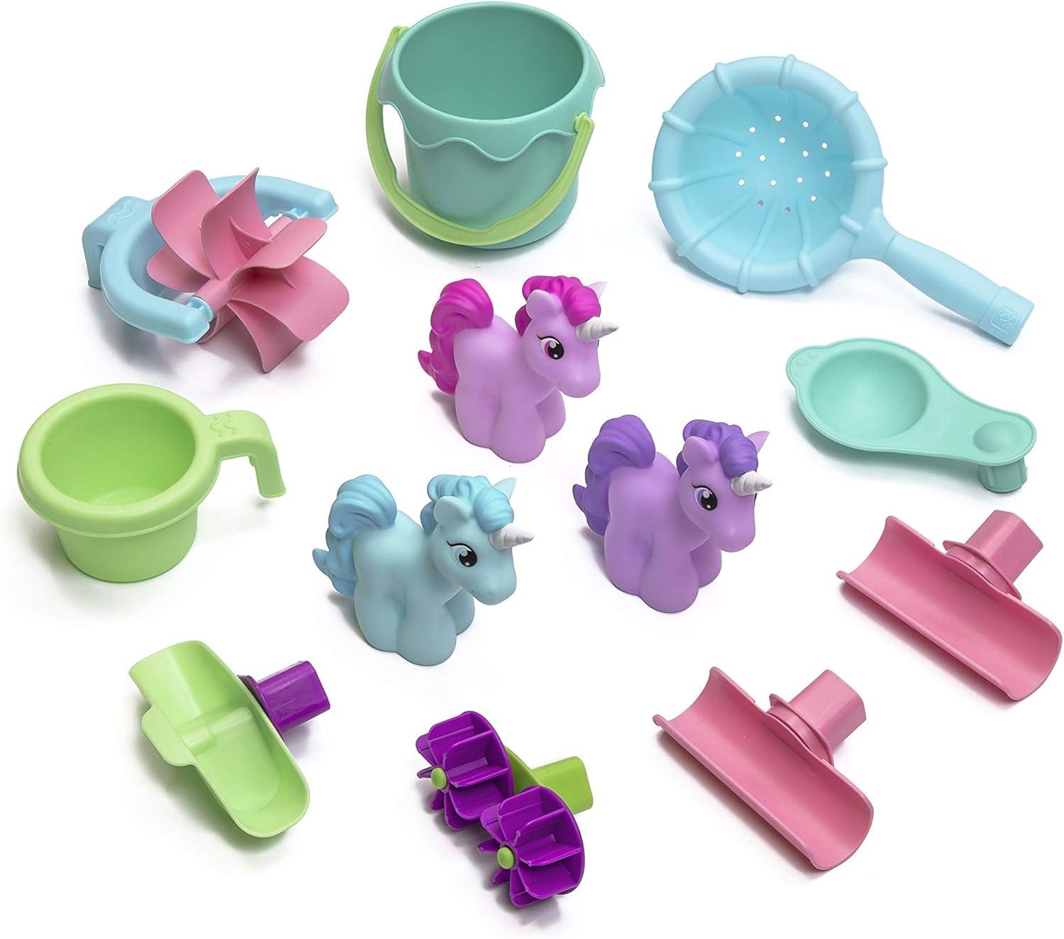 image:imageStep2 Rain Showers and Unicorns Water Table Kids Water and Sand Activity Sensory Playset Summer Outdoor Toys 13 Piece Water Toy Accessories for Toddlers 15 Years Old Blue amp PurpleRain Showers Unicorns