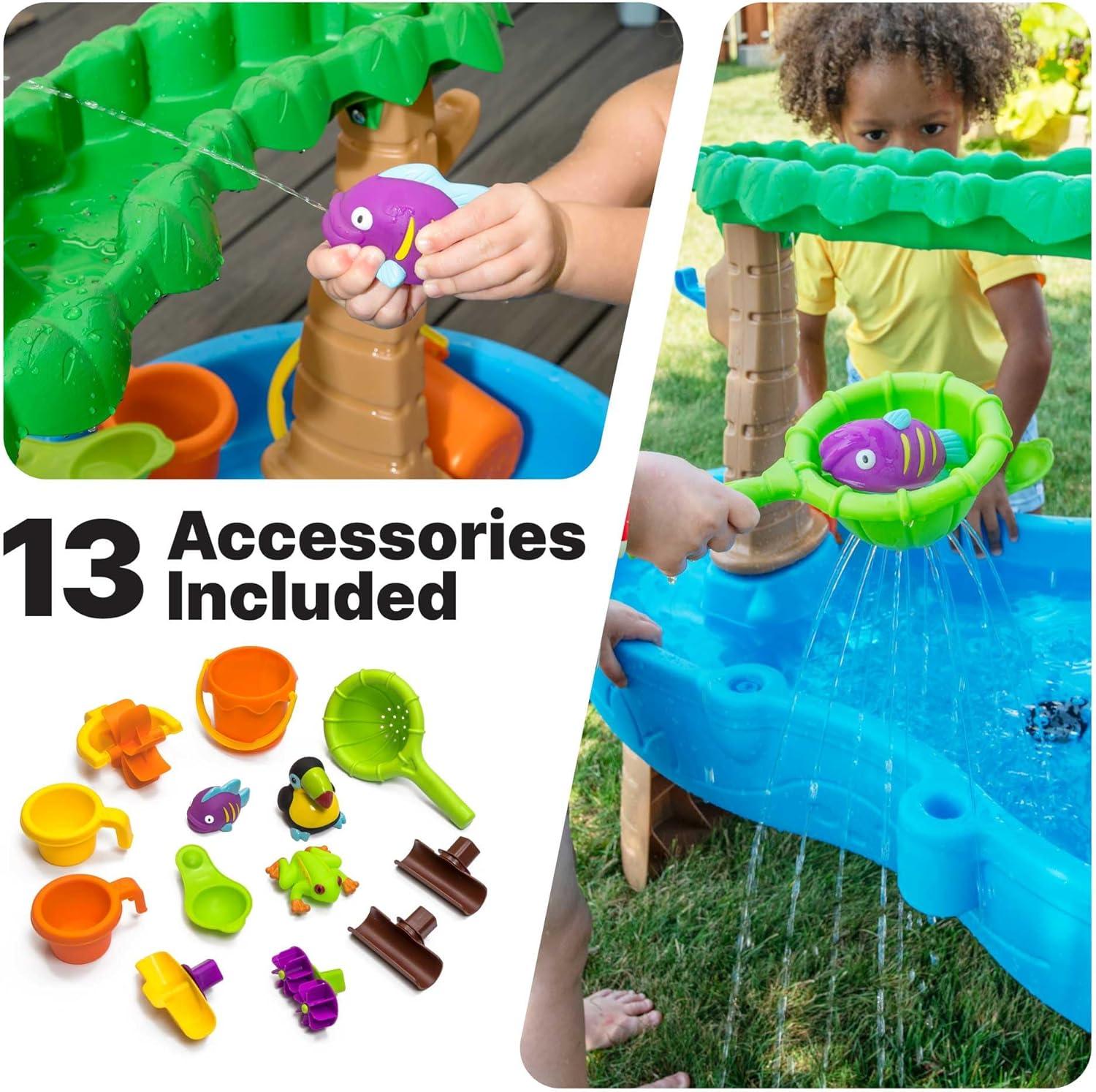 image:imageStep2 Rain Showers and Unicorns Water Table Kids Water and Sand Activity Sensory Playset Summer Outdoor Toys 13 Piece Water Toy Accessories for Toddlers 15 Years Old Blue amp PurpleTropical Rainforest
