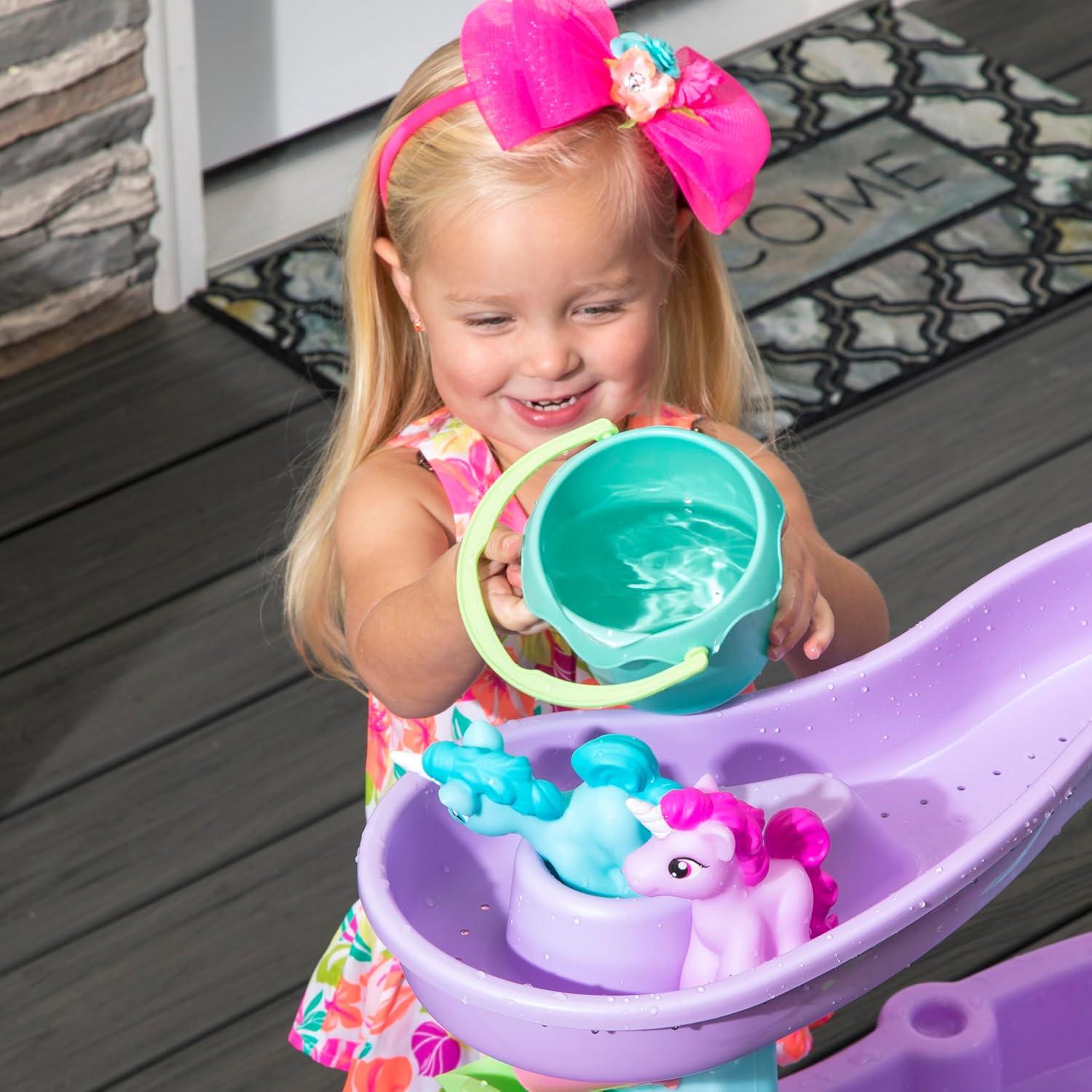 image:imageStep2 Rain Showers and Unicorns Water Table Kids Water and Sand Activity Sensory Playset Summer Outdoor Toys 13 Piece Water Toy Accessories for Toddlers 15 Years Old Blue amp PurpleRain Showers Unicorns