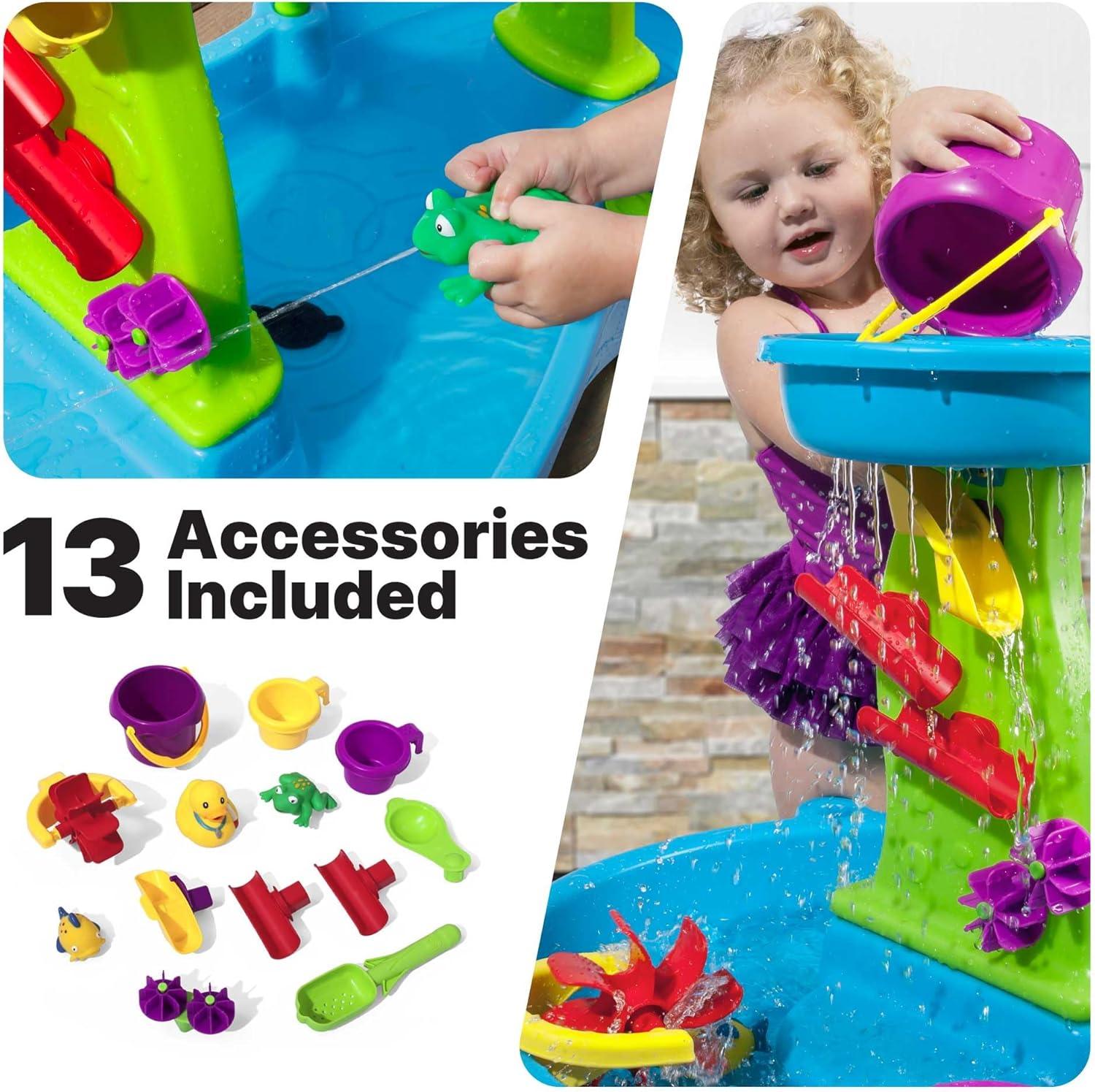 image:imageStep2 Rain Showers and Unicorns Water Table Kids Water and Sand Activity Sensory Playset Summer Outdoor Toys 13 Piece Water Toy Accessories for Toddlers 15 Years Old Blue amp PurpleRain Showers Splash Pond with Cover