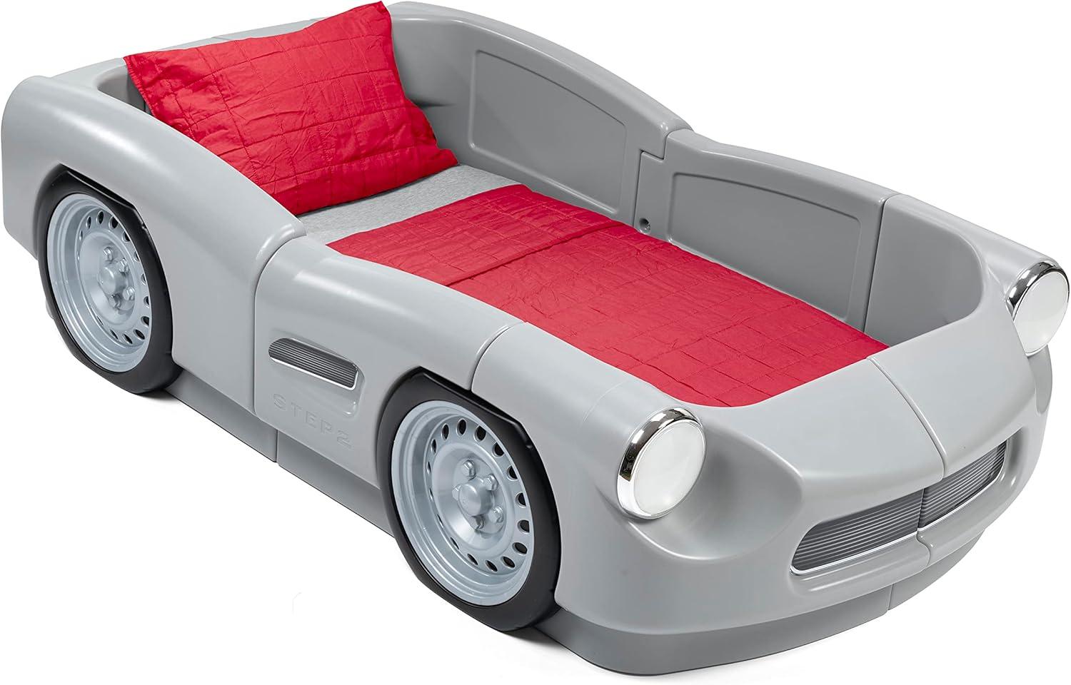 image:imageStep2 Roadster ToddlertoTwin Bed Transition Race Car Bed for Boys amp Girls Adjustable Made of Durable Plastic For Toddlers 3 Years Old Gray