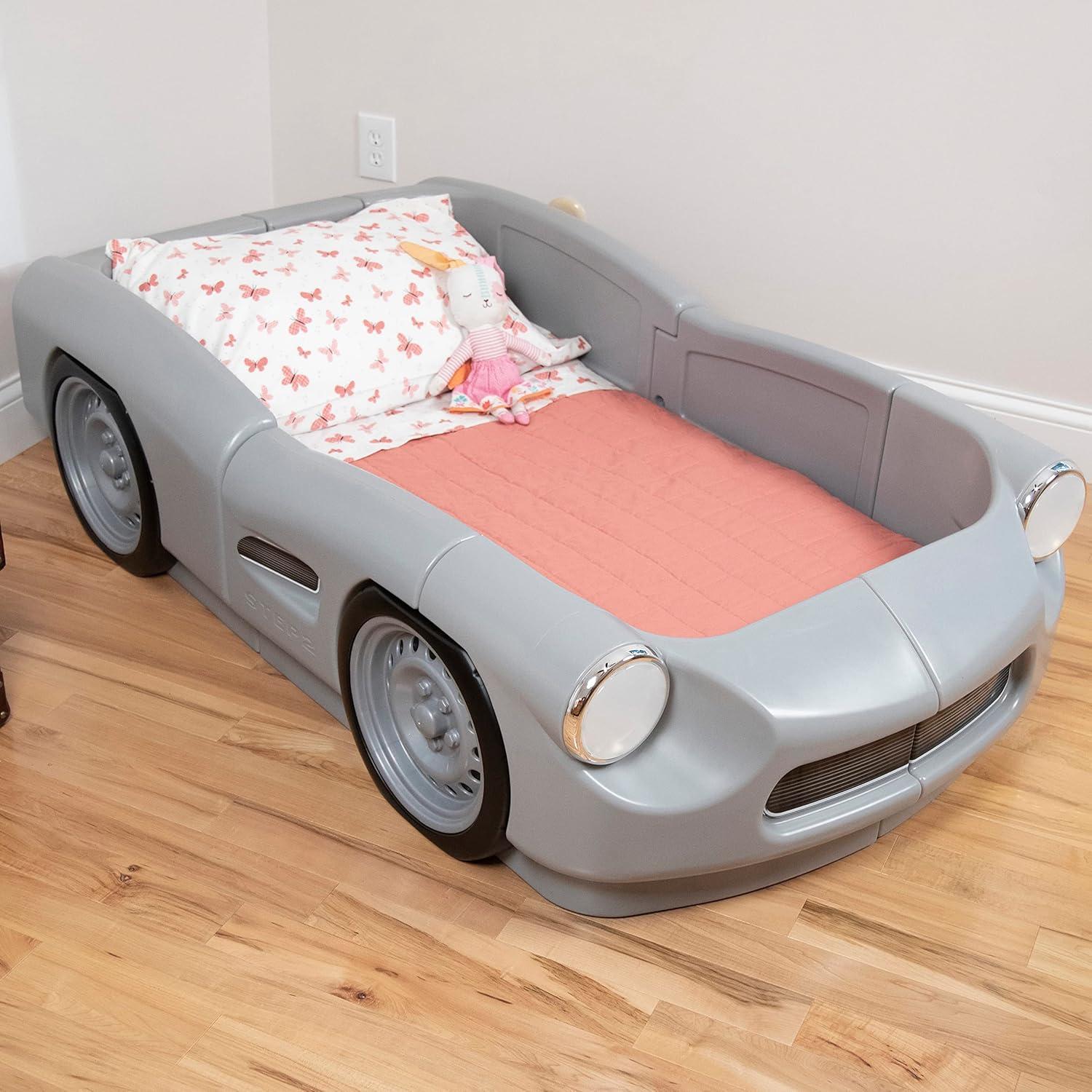 image:imageStep2 Roadster ToddlertoTwin Bed Transition Race Car Bed for Boys amp Girls Adjustable Made of Durable Plastic For Toddlers 3 Years Old Gray