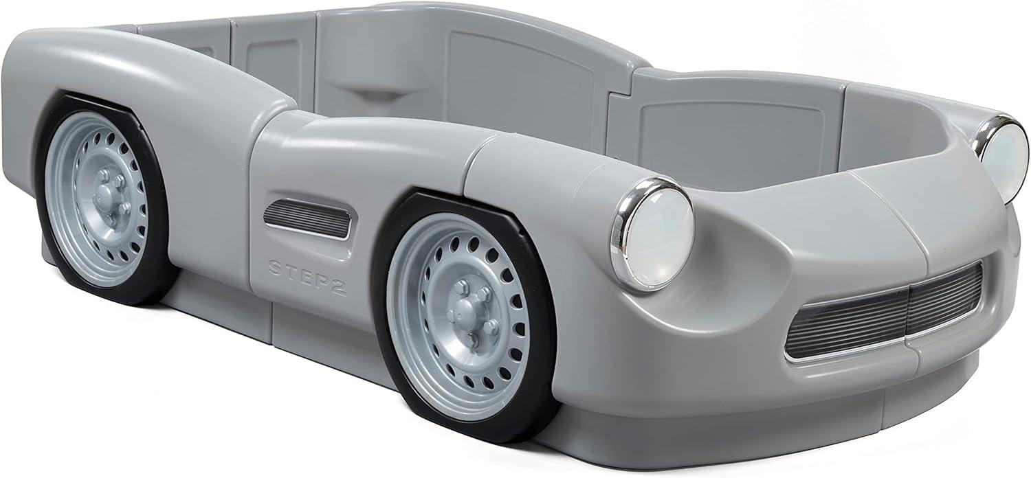 image:imageStep2 Roadster ToddlertoTwin Bed Transition Race Car Bed for Boys amp Girls Adjustable Made of Durable Plastic For Toddlers 3 Years Old Gray