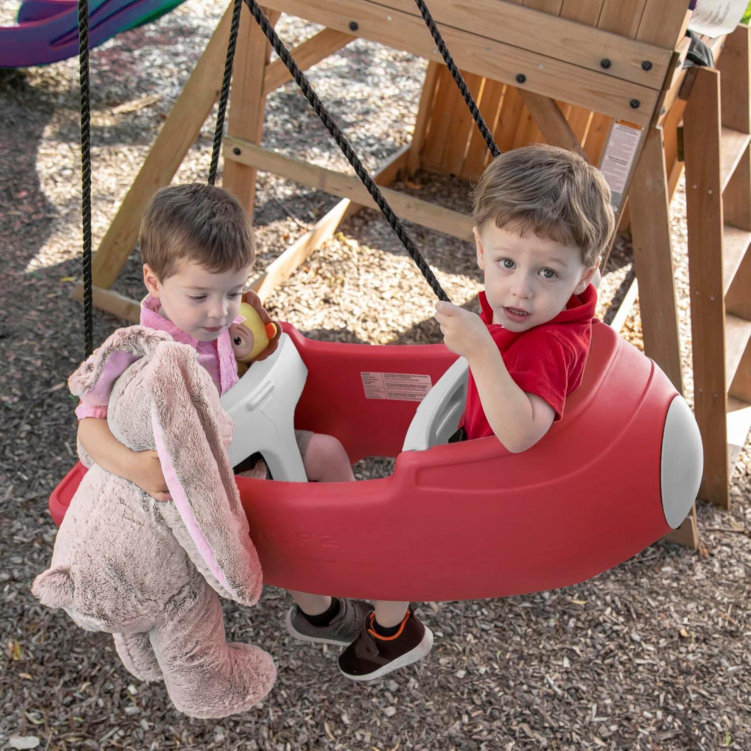 image:imageStep2 Rocket Swing for Two Baby Outdoor Swing Outside WeatherResistant Rope Attach to Playset for Toddlers 9 Months 3 Years Old