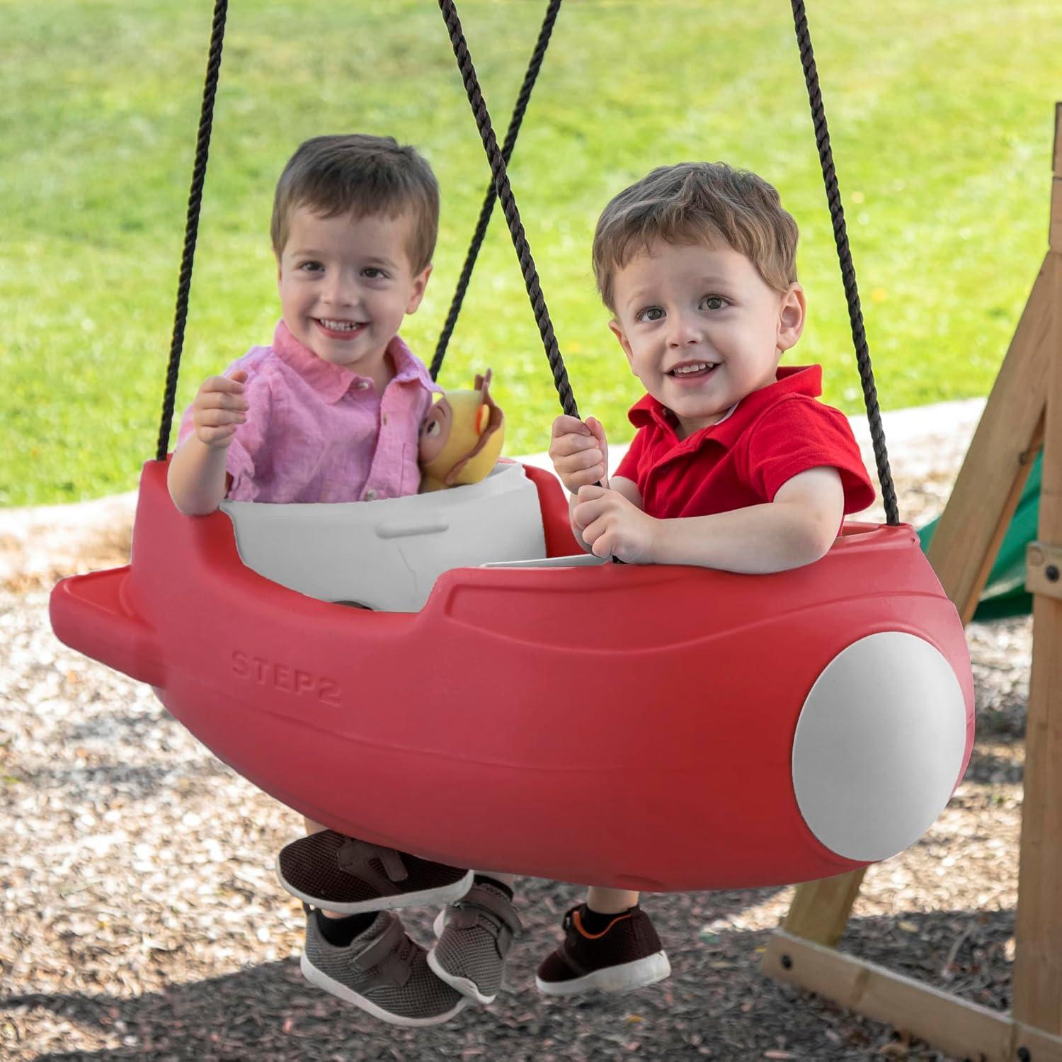 image:imageStep2 Rocket Swing for Two Baby Outdoor Swing Outside WeatherResistant Rope Attach to Playset for Toddlers 9 Months 3 Years Old