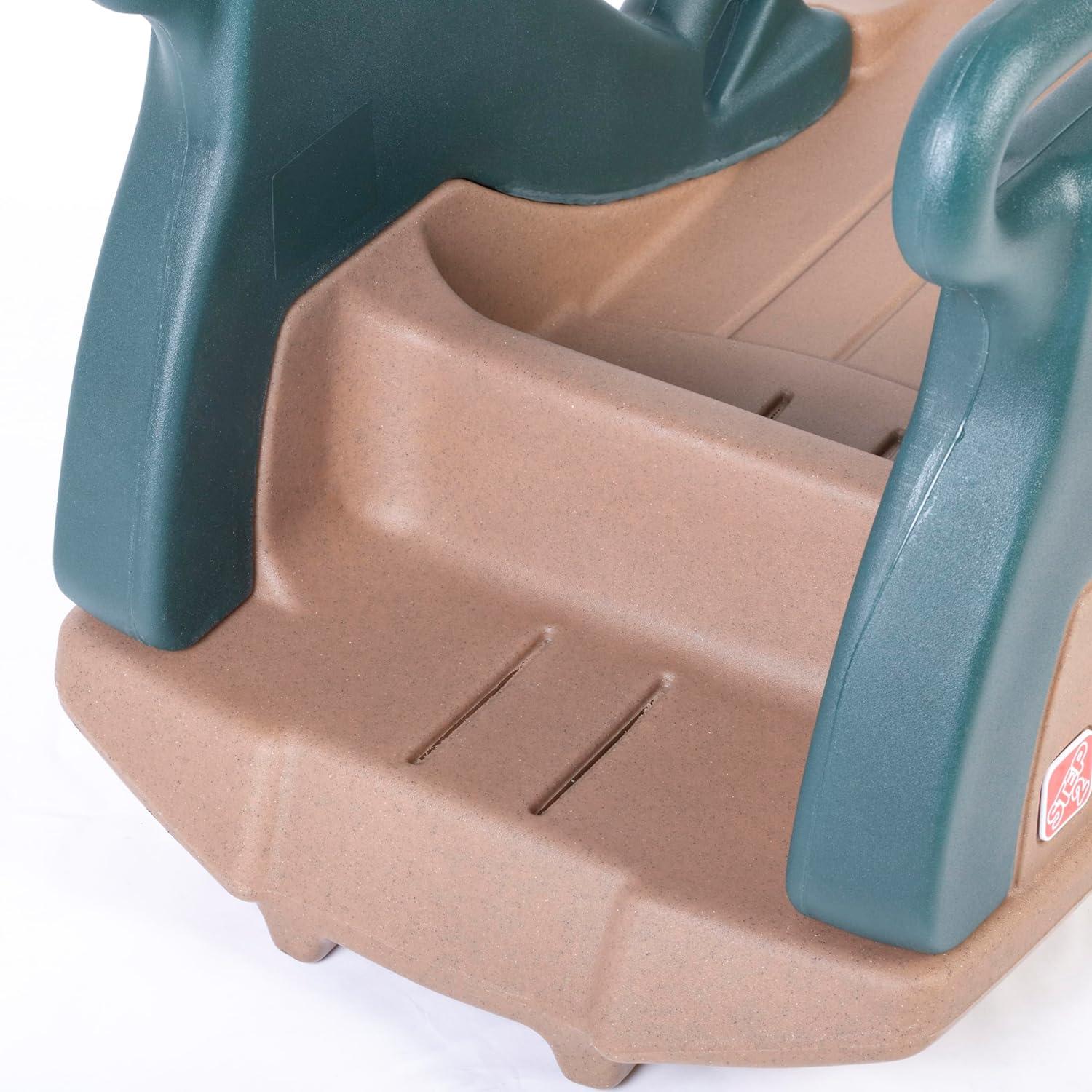 image:imageStep2 Snow Runner Kids Ride On Toy amp Outdoor Snow Sled amp Toboggan Fits 2 Riders Made of Durable Plastic Max Weight 120 lbs for Toddlers 36 Years Old Tan amp Green