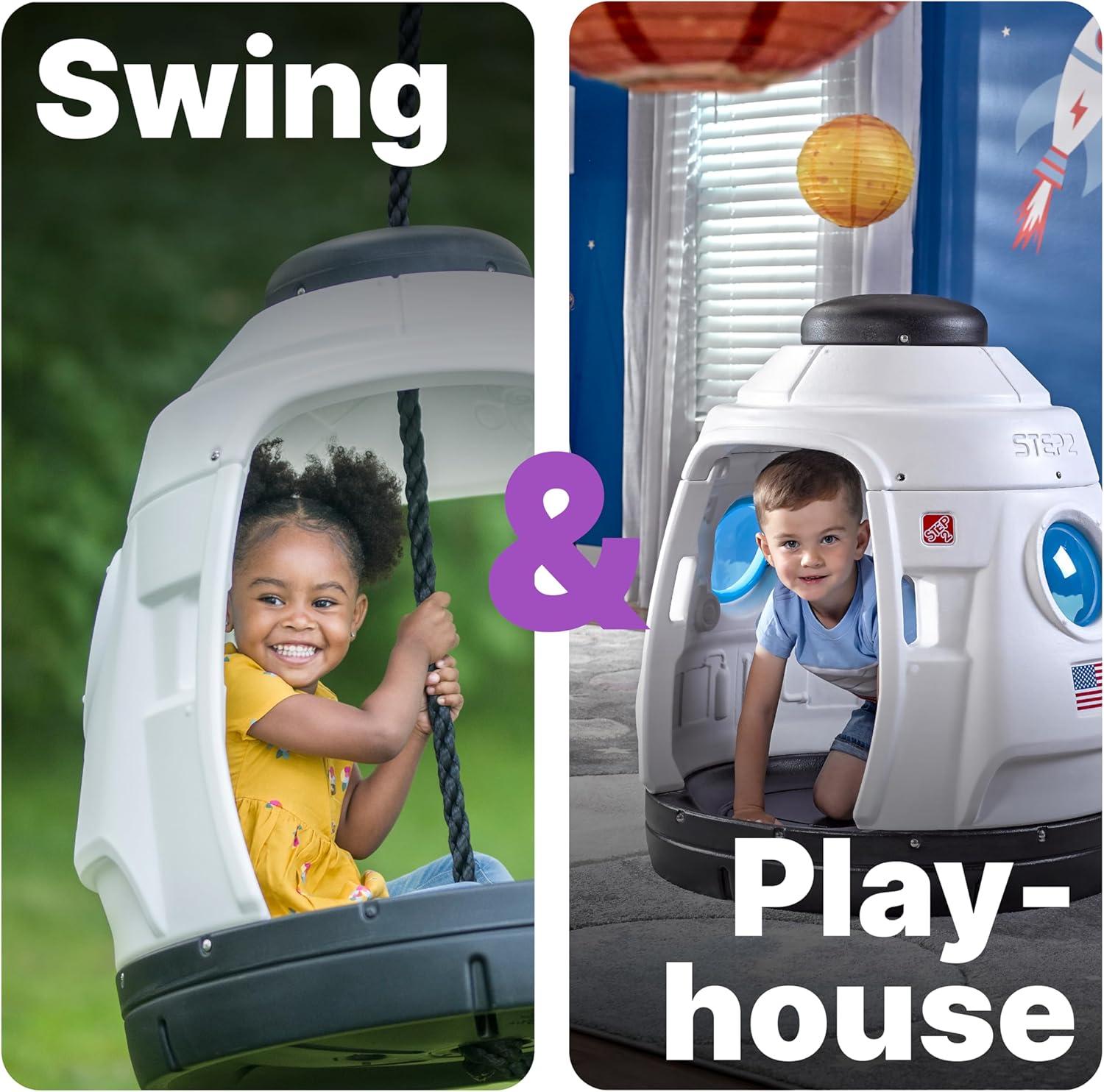 image:imageStep2 Space Capsule Swing Kids IndoorOutdoor Swing or Playhouse Backyard Playground Set Attach to Playset or Tree for Children 38 Years Old