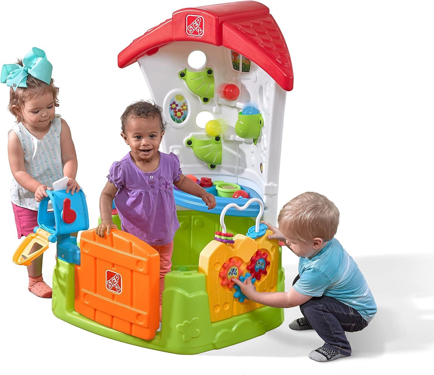 image:imageStep2 Toddler Corner House Kids Playhouse IndoorOutdoor Playset Play Gym with Kitchenette Includes 15 Piece Toy Accessories Made of Durable Plastic for Toddlers 1 Years Old