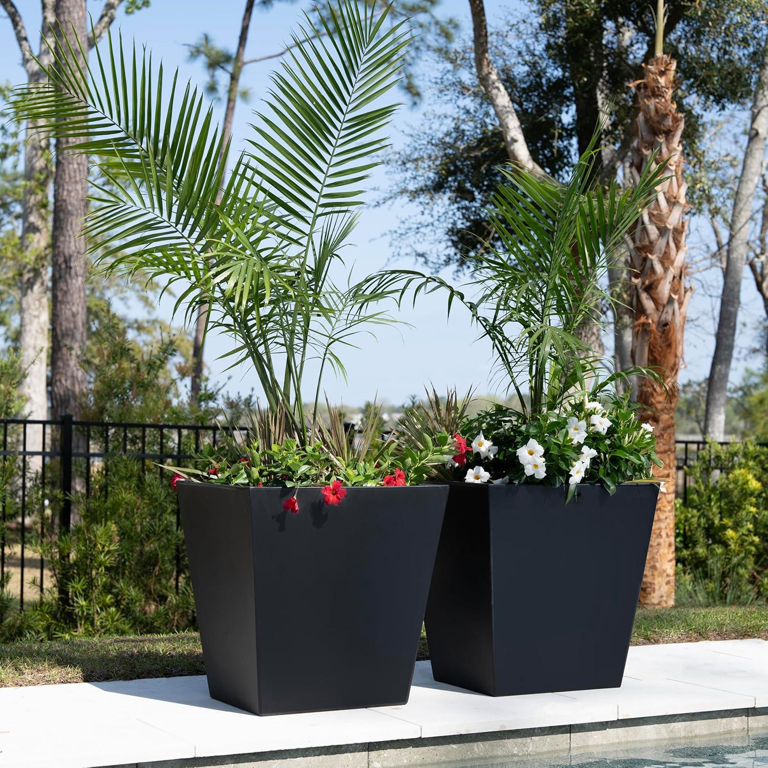 image:imageStep2 Tremont 20x24 Planter Large Planters for Outdoor Plants Gardening and Flower Pot for Patio or Porch Efficient Drainage Durable Plastic Black 2Pack