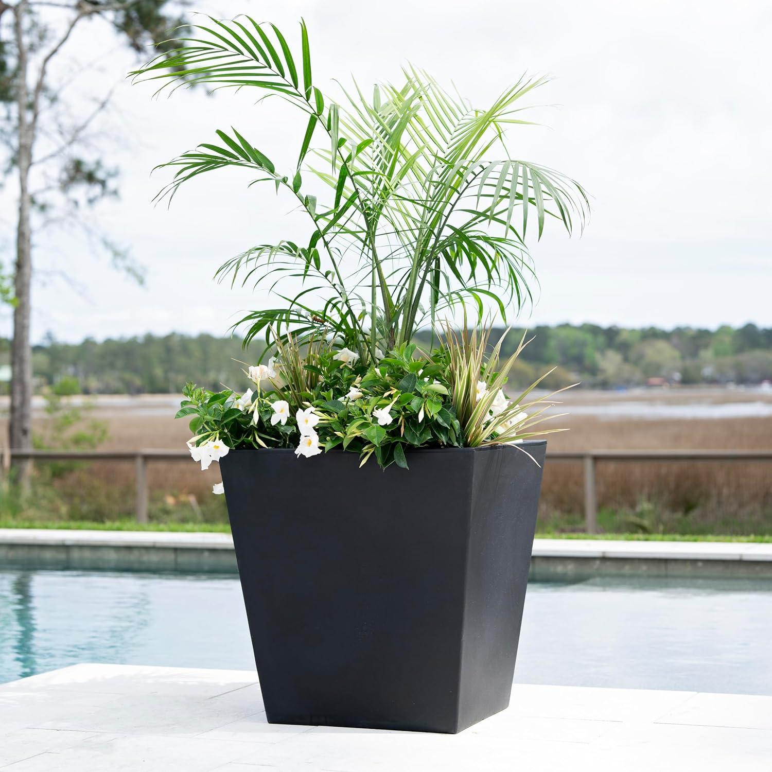 image:imageStep2 Tremont 20x24 Planter Large Planters for Outdoor Plants Gardening and Flower Pot for Patio or Porch Efficient Drainage Durable Plastic Black 2Pack