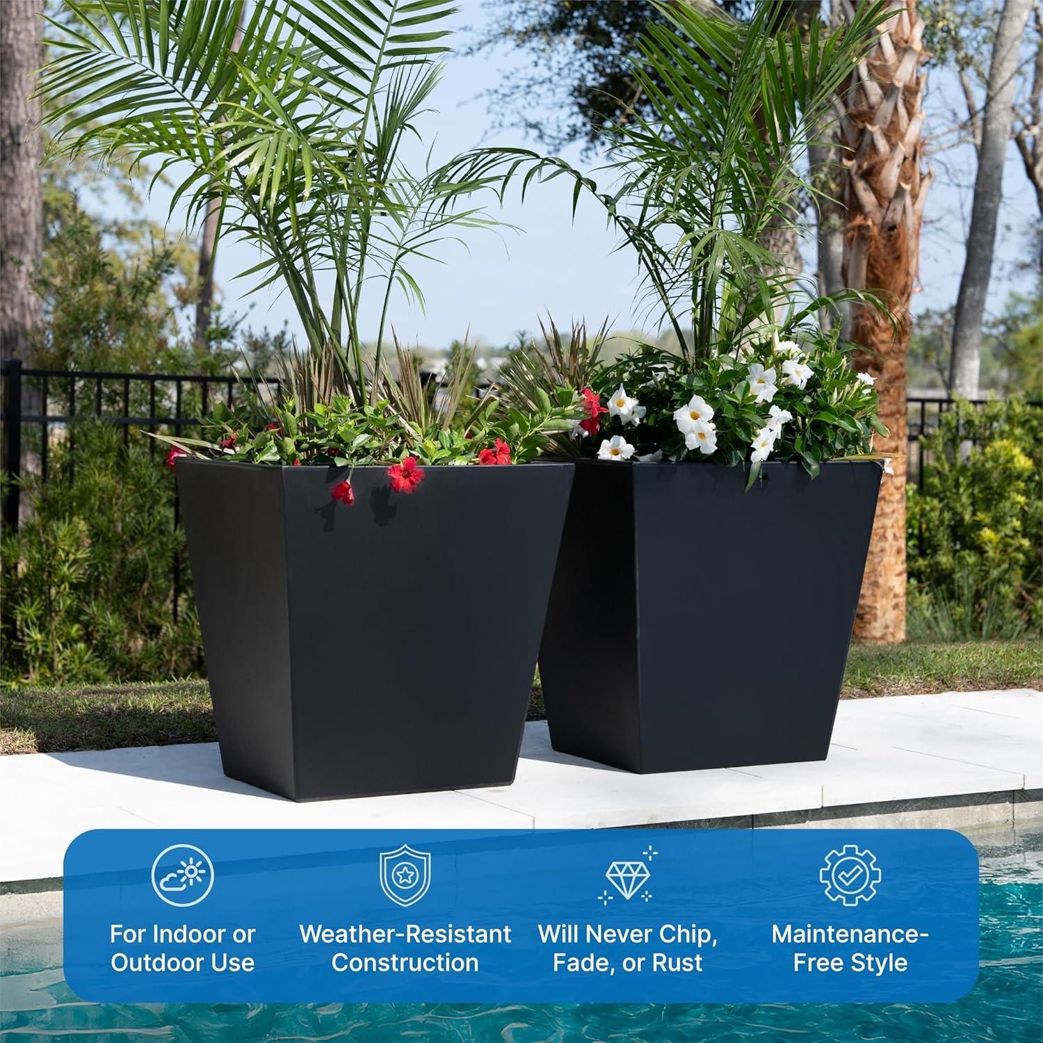 image:imageStep2 Tremont 20x24 Planter Large Planters for Outdoor Plants Gardening and Flower Pot for Patio or Porch Efficient Drainage Durable Plastic Black 2Pack