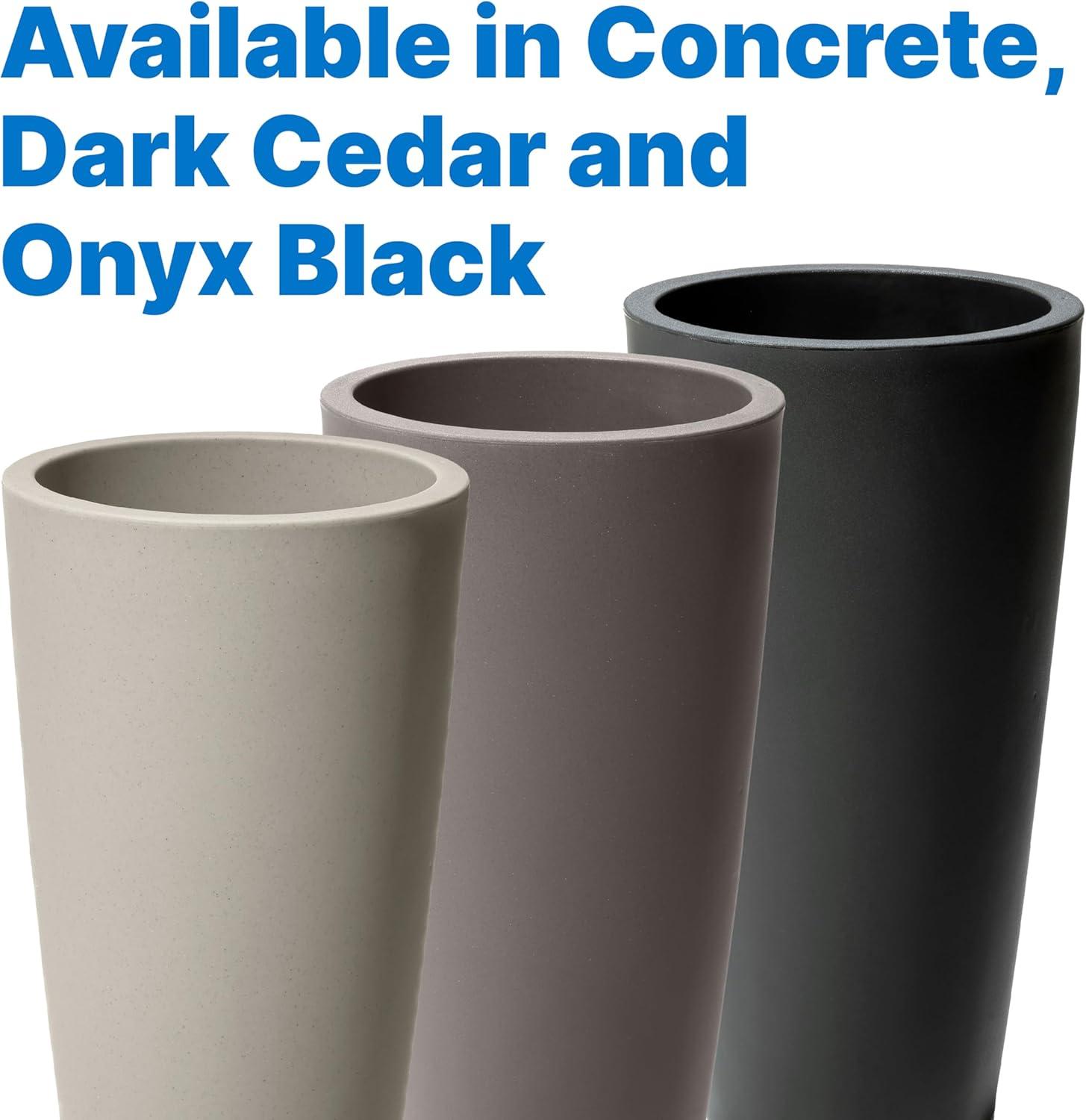 image:imageStep2 Tremont Tall Square Tapered Planter Large Planters for Outdoor Plants Gardening and Flower Pot for Patio or Porch Efficient Drainage Durable Plastic Dark Cedar 2PackConcrete