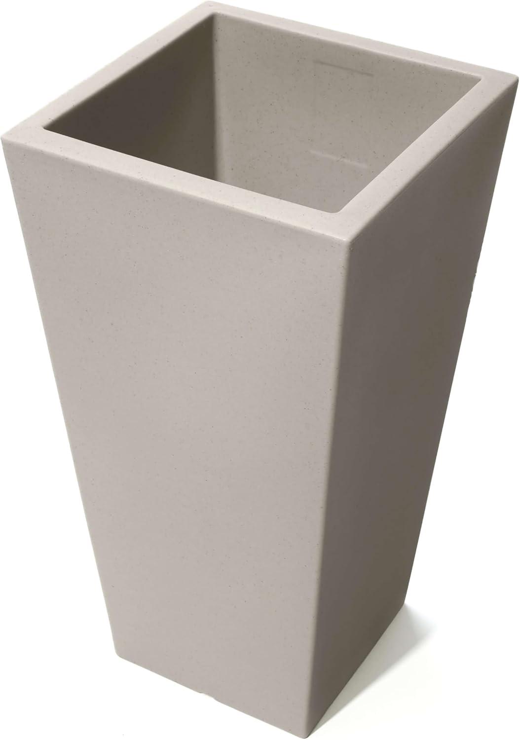 image:imageStep2 Tremont Tall Square Tapered Planter Large Planters for Outdoor Plants Gardening and Flower Pot for Patio or Porch Efficient Drainage Durable Plastic Dark Cedar 2PackConcrete