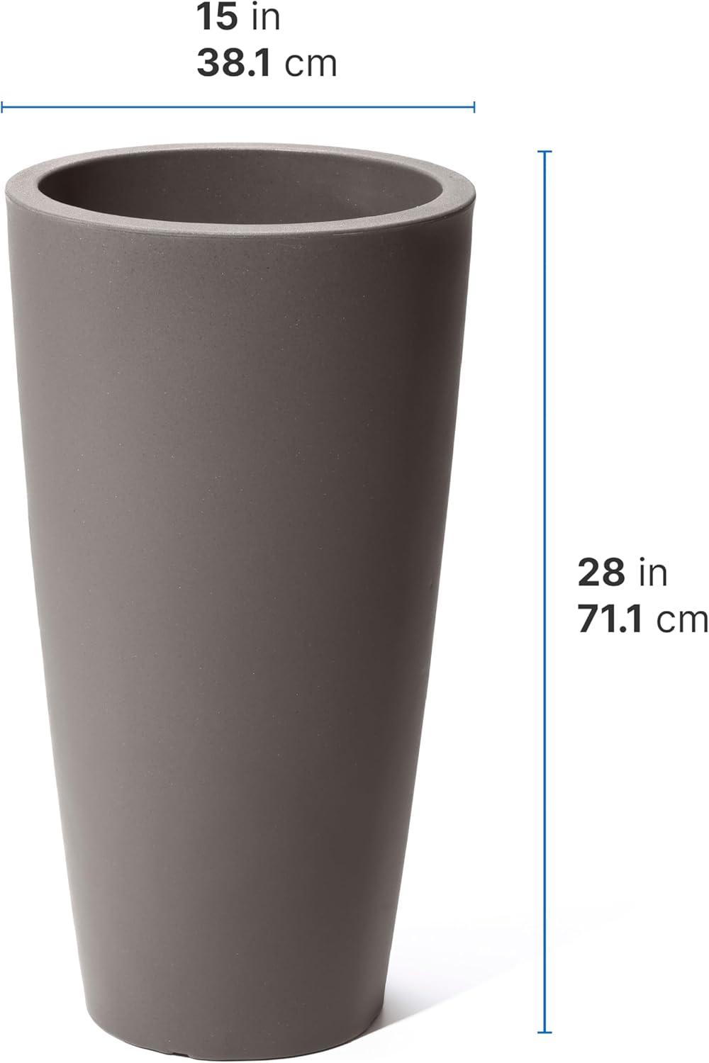 image:imageStep2 Tremont Tall Square Tapered Planter Large Planters for Outdoor Plants Gardening and Flower Pot for Patio or Porch Efficient Drainage Durable Plastic Dark Cedar 2PackDark Cedar