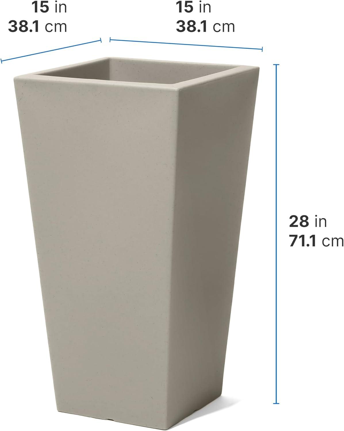 image:imageStep2 Tremont Tall Square Tapered Planter Large Planters for Outdoor Plants Gardening and Flower Pot for Patio or Porch Efficient Drainage Durable Plastic Dark Cedar 2PackConcrete