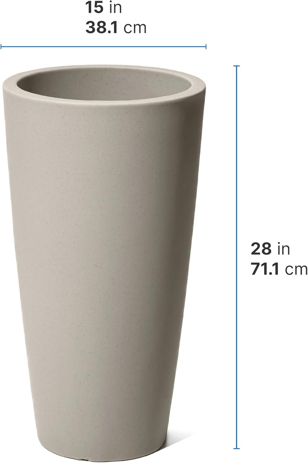 image:imageStep2 Tremont Tall Square Tapered Planter Large Planters for Outdoor Plants Gardening and Flower Pot for Patio or Porch Efficient Drainage Durable Plastic Dark Cedar 2PackConcrete