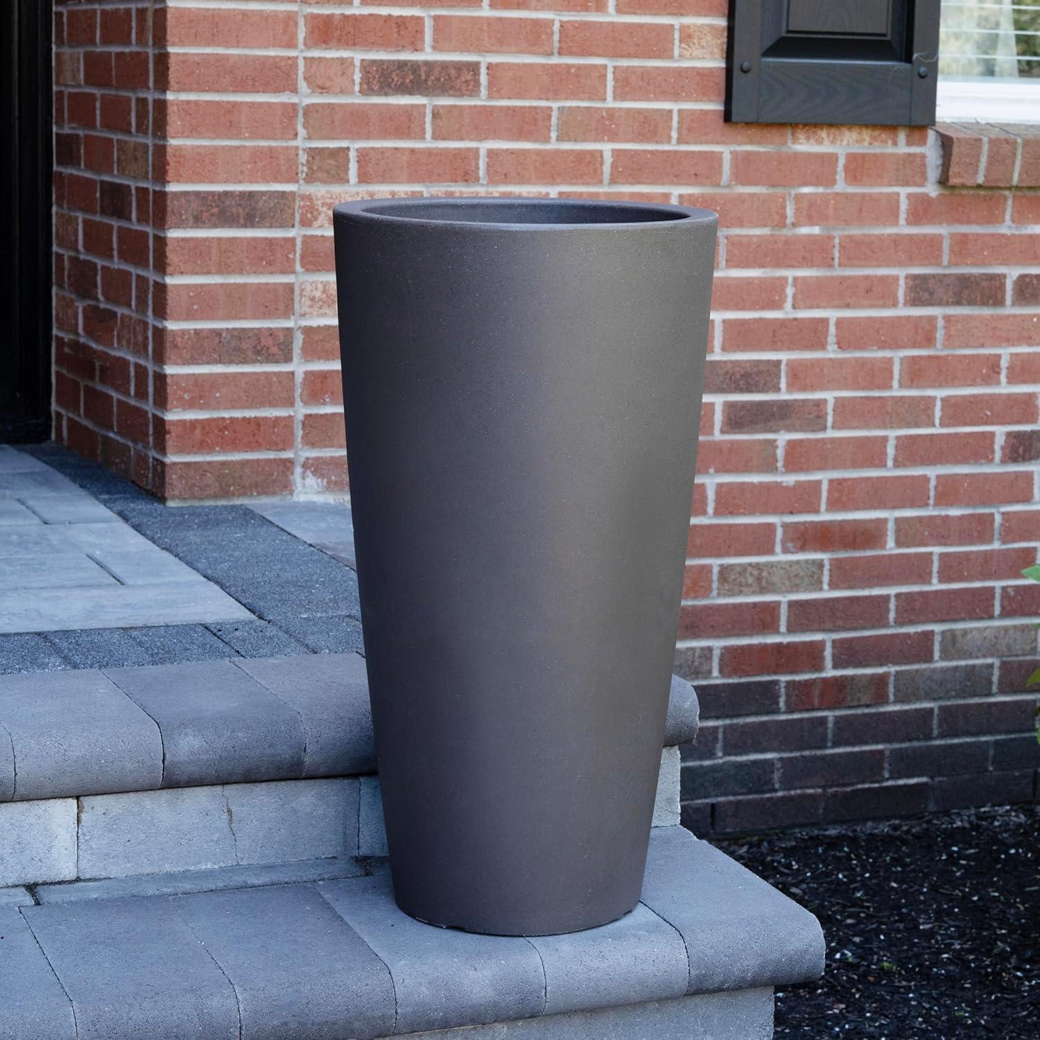 image:imageStep2 Tremont Tall Square Tapered Planter Large Planters for Outdoor Plants Gardening and Flower Pot for Patio or Porch Efficient Drainage Durable Plastic Dark Cedar 2PackDark Cedar