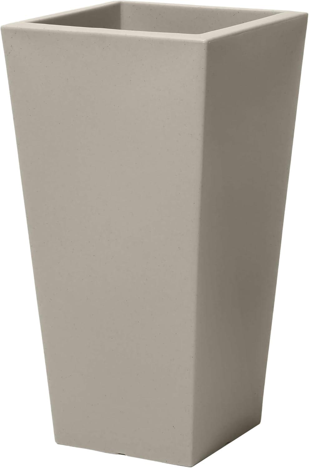 image:imageStep2 Tremont Tall Square Tapered Planter Large Planters for Outdoor Plants Gardening and Flower Pot for Patio or Porch Efficient Drainage Durable Plastic Dark Cedar 2PackConcrete