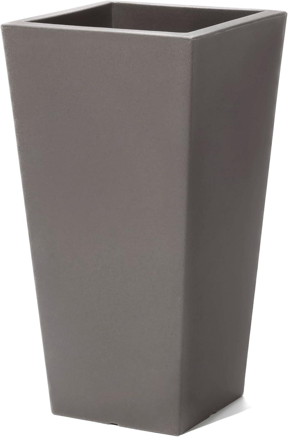 image:imageStep2 Tremont Tall Square Tapered Planter Large Planters for Outdoor Plants Gardening and Flower Pot for Patio or Porch Efficient Drainage Durable Plastic Dark Cedar 2PackDark Cedar