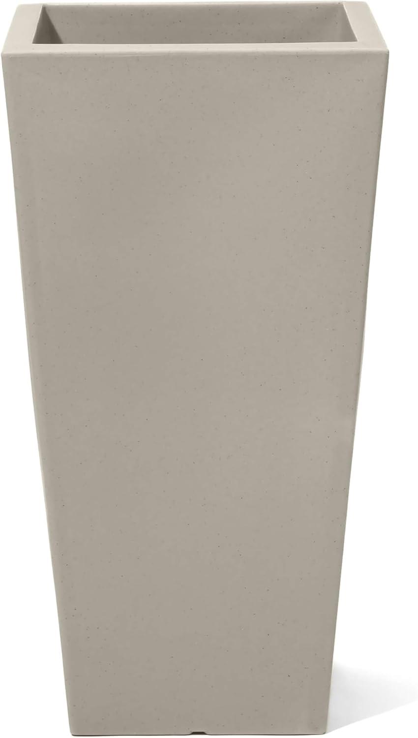 image:imageStep2 Tremont Tall Square Tapered Planter Large Planters for Outdoor Plants Gardening and Flower Pot for Patio or Porch Efficient Drainage Durable Plastic Dark Cedar 2PackConcrete