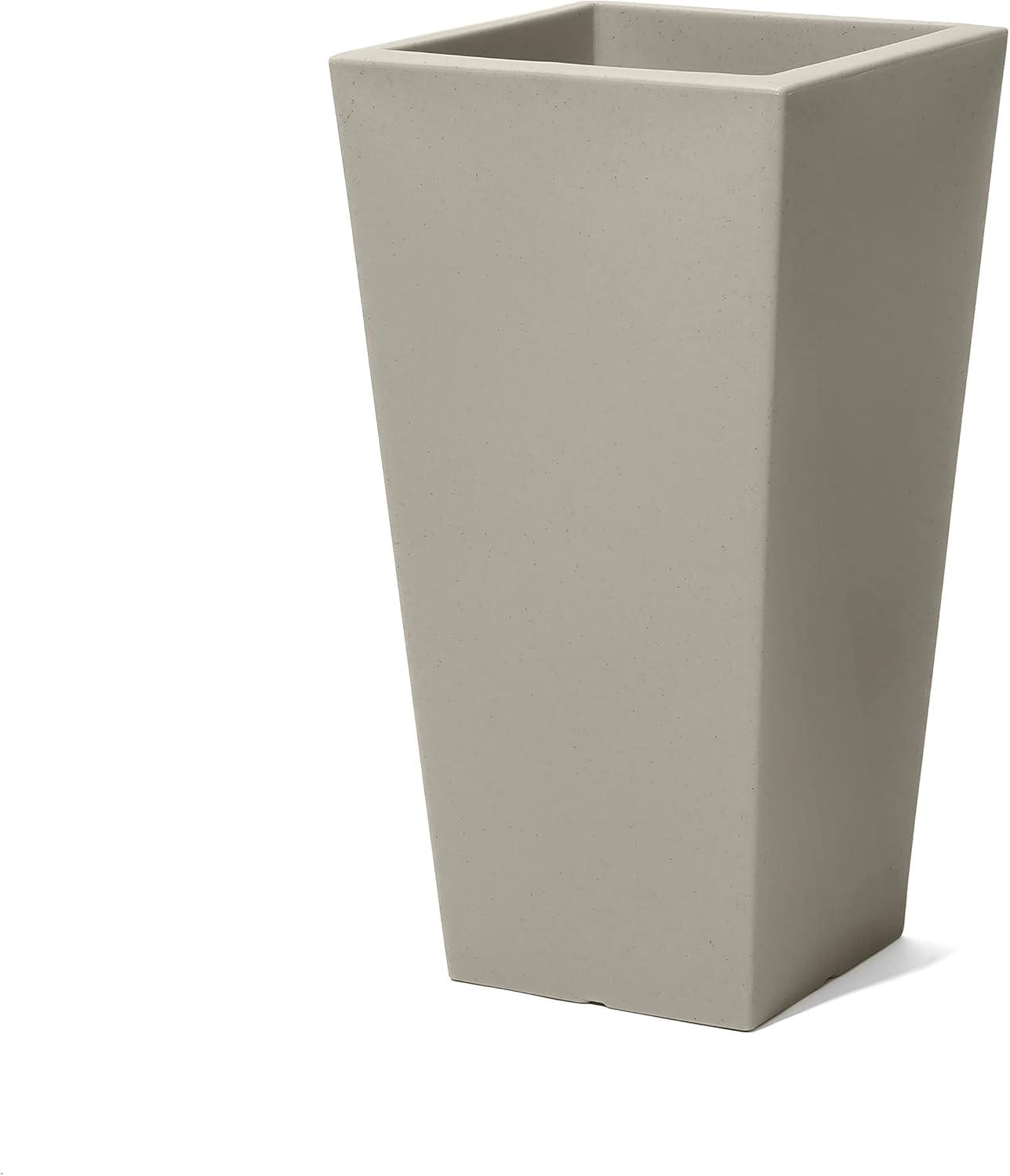 image:imageStep2 Tremont Tall Square Tapered Planter Large Planters for Outdoor Plants Gardening and Flower Pot for Patio or Porch Efficient Drainage Durable Plastic Dark Cedar 2PackConcrete