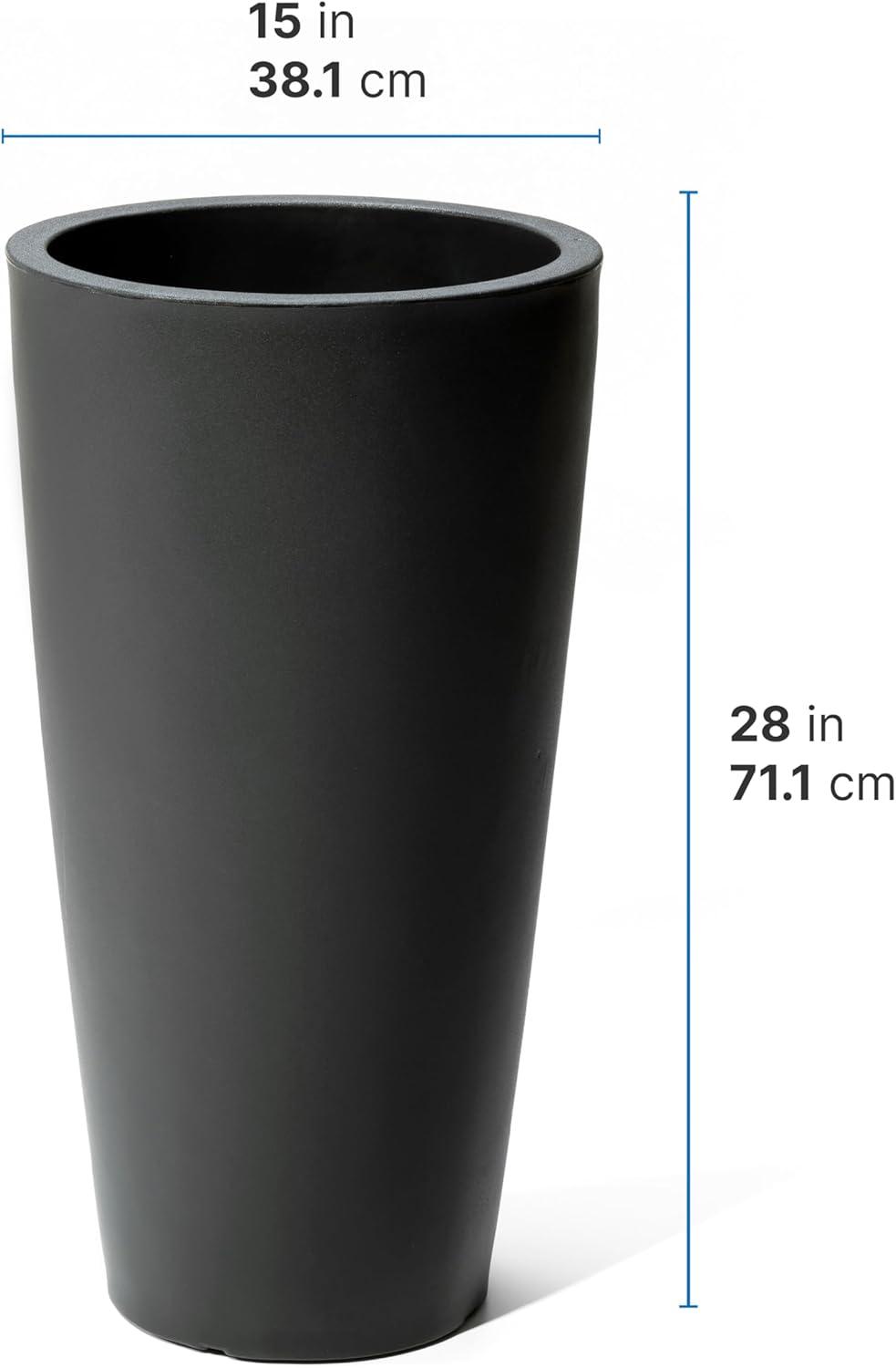 image:imageStep2 Tremont Tall Square Tapered Planter Large Planters for Outdoor Plants Gardening and Flower Pot for Patio or Porch Efficient Drainage Durable Plastic Dark Cedar 2PackOnyx Black