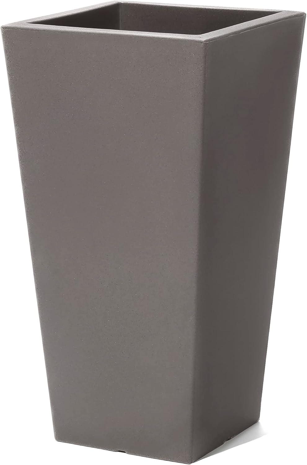 image:imageStep2 Tremont Tall Square Tapered Planter Large Planters for Outdoor Plants Gardening and Flower Pot for Patio or Porch Efficient Drainage Durable Plastic Dark Cedar 2PackDark Cedar