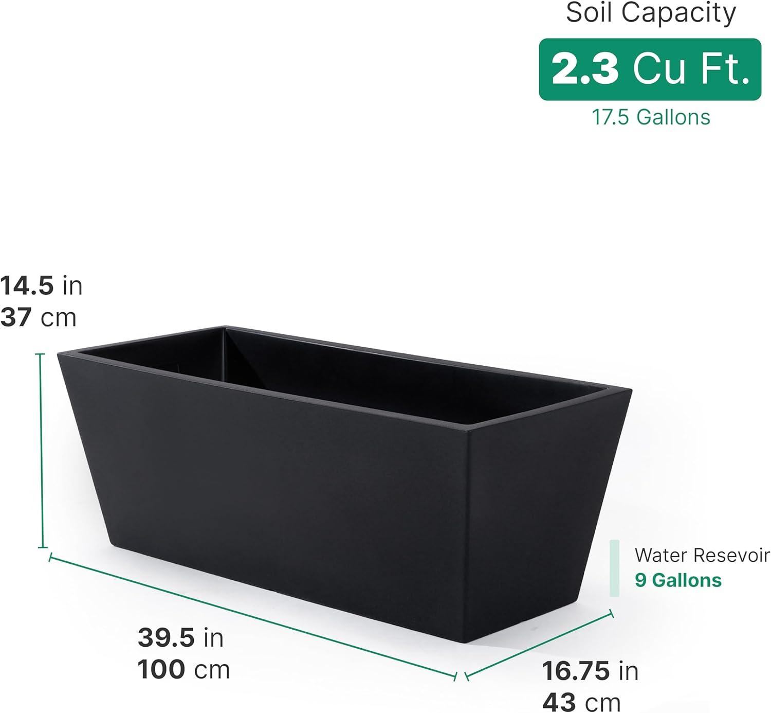 image:imageStep2 Tremont Trough Planter Large Planters for Outdoor Plants Gardening and Flower Pot for Patio or Porch Efficient Drainage Durable Plastic Black 2Pack