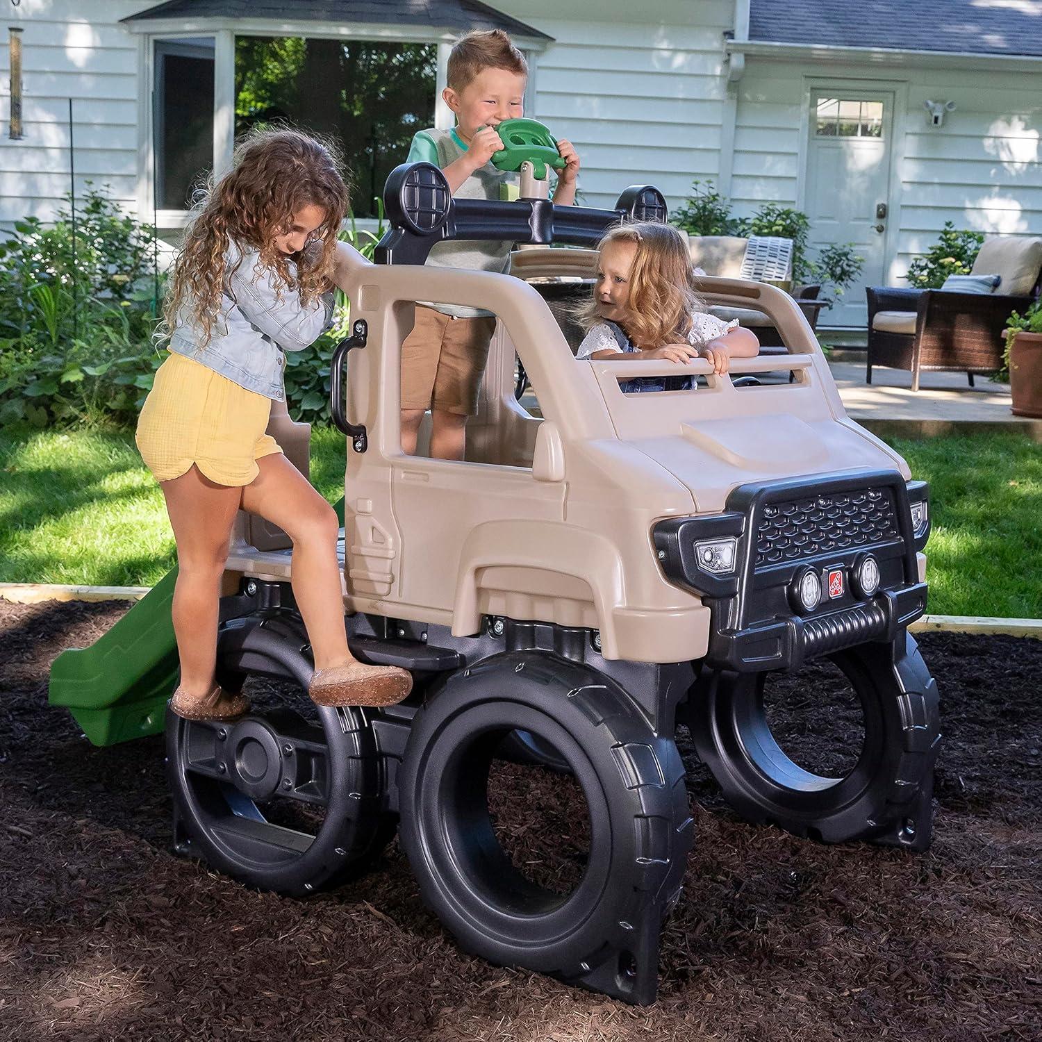 image:imageStep2 Truck Climber Kids Outdoor Playset Backyard Playground Set Slide amp Climbing Wall Outside Jungle Gym for Toddlers 25 Years Old