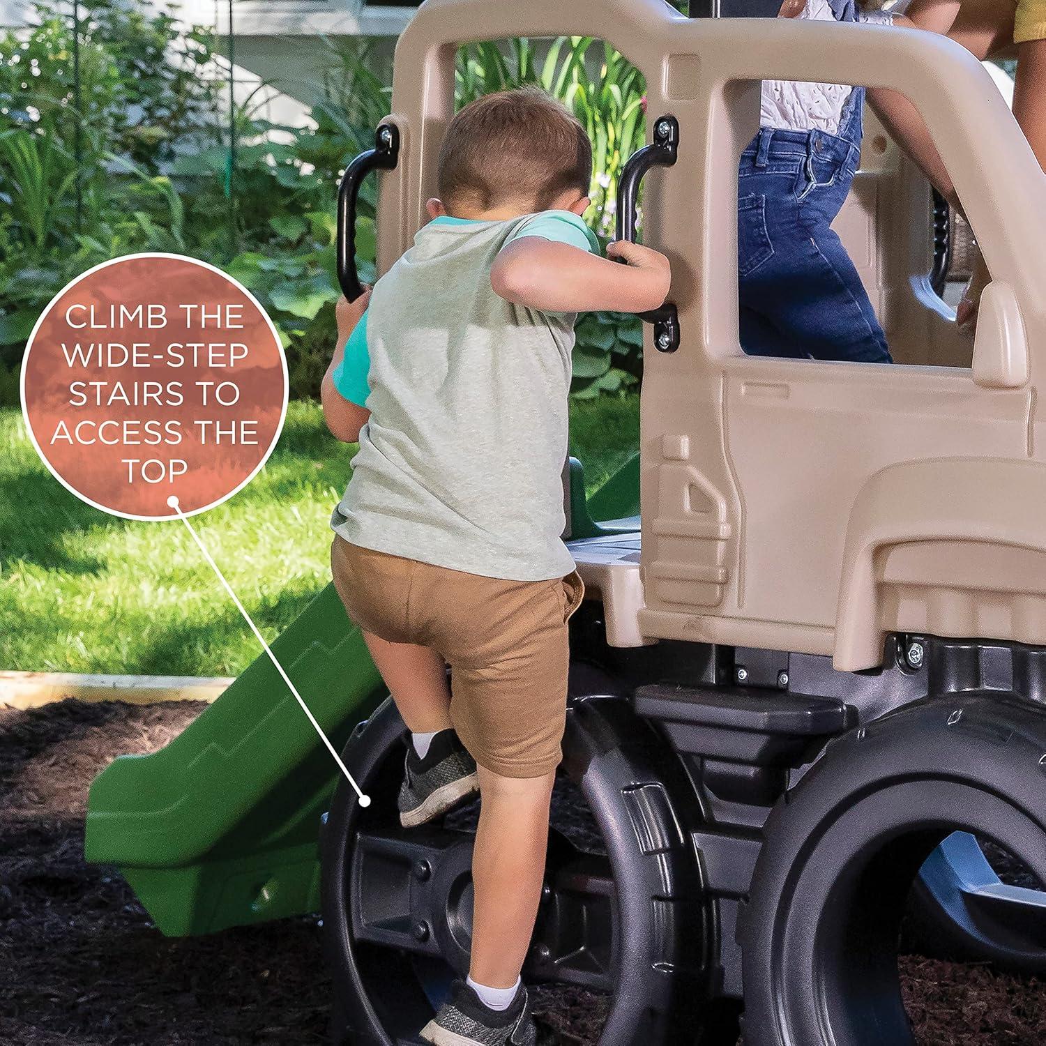 image:imageStep2 Truck Climber Kids Outdoor Playset Backyard Playground Set Slide amp Climbing Wall Outside Jungle Gym for Toddlers 25 Years Old