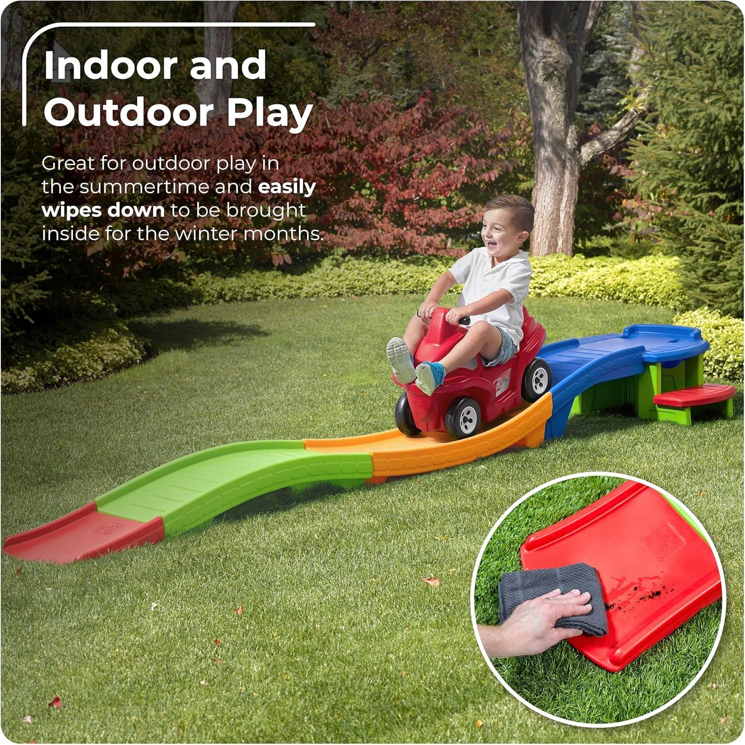 image:imageStep2 Up amp Down Roller Coaster Kids Ride On Toy Push Car IndoorOutdoor Playset Made of Durable Plastic Max Weight 50 lbs for Toddlers 25 Years Old Gray amp BlueMulticolor