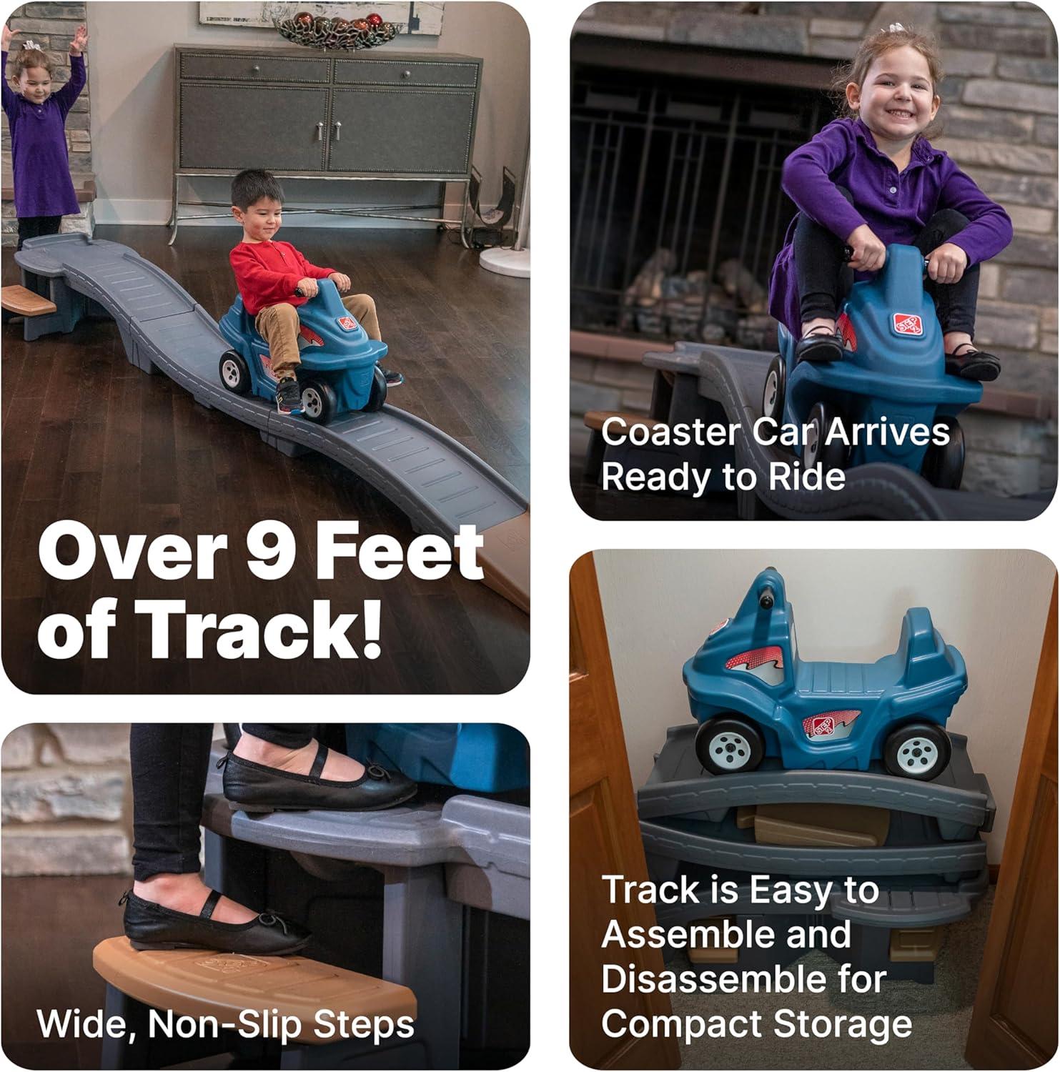 image:imageStep2 Up amp Down Roller Coaster Kids Ride On Toy Push Car IndoorOutdoor Playset Made of Durable Plastic Max Weight 50 lbs for Toddlers 25 Years Old Gray amp BlueGray Blue