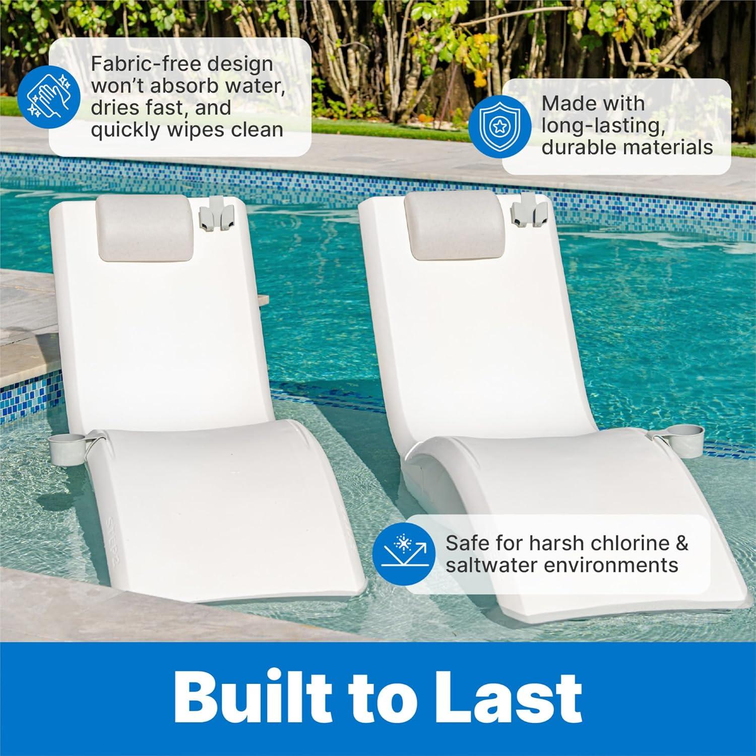 image:imageStep2 Vero Pool Lounger 3Piece Accessories Set Pillow Cup Holder Phone Mount Compatible with Vero Collection BlueGray