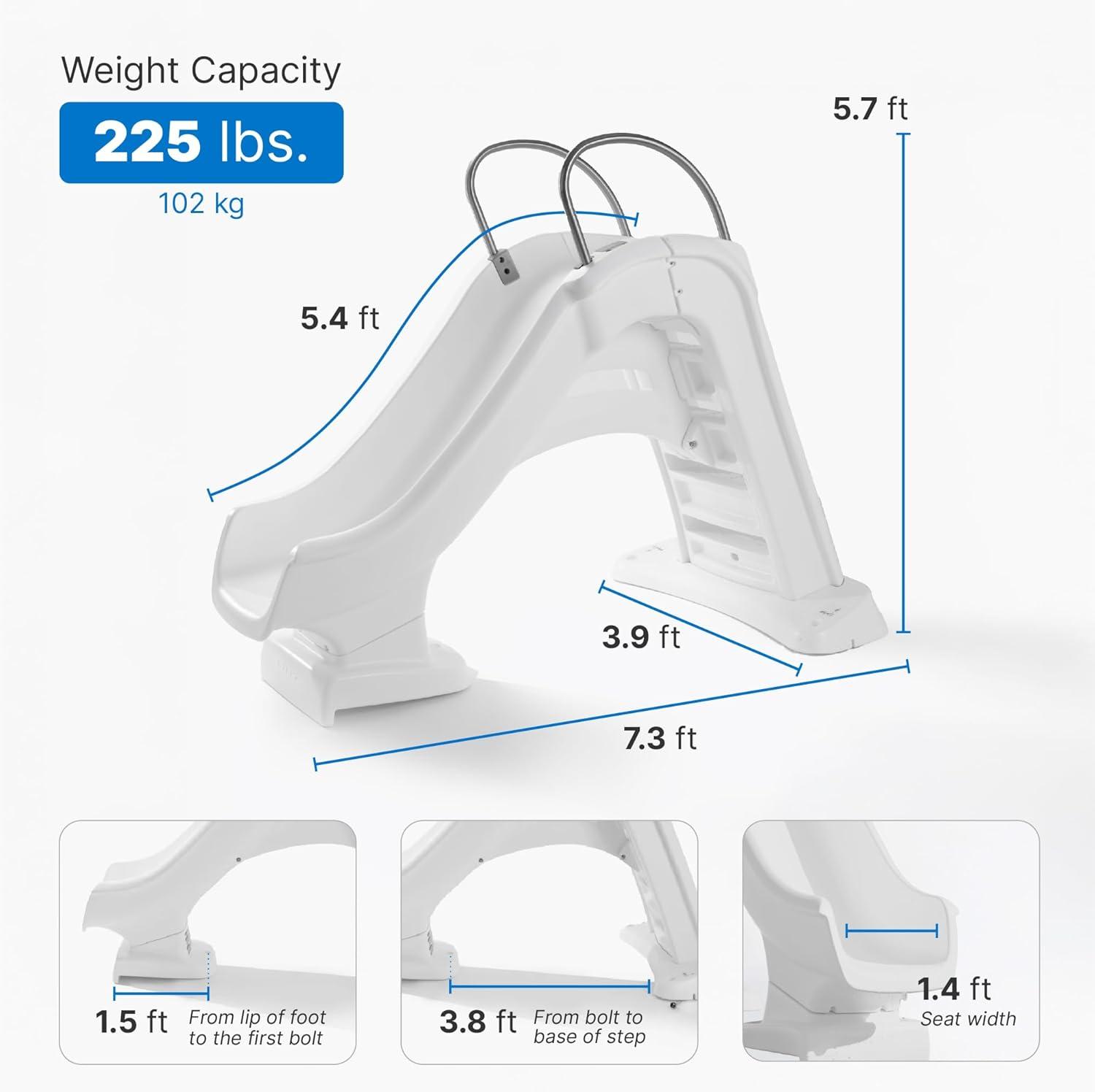 image:imageStep2 Vero Pool Slide OutdoorIndoor Waterproof Patio Furniture NonSlip Steps Hose Attachment Made of Durable Plastic 4 Feet White