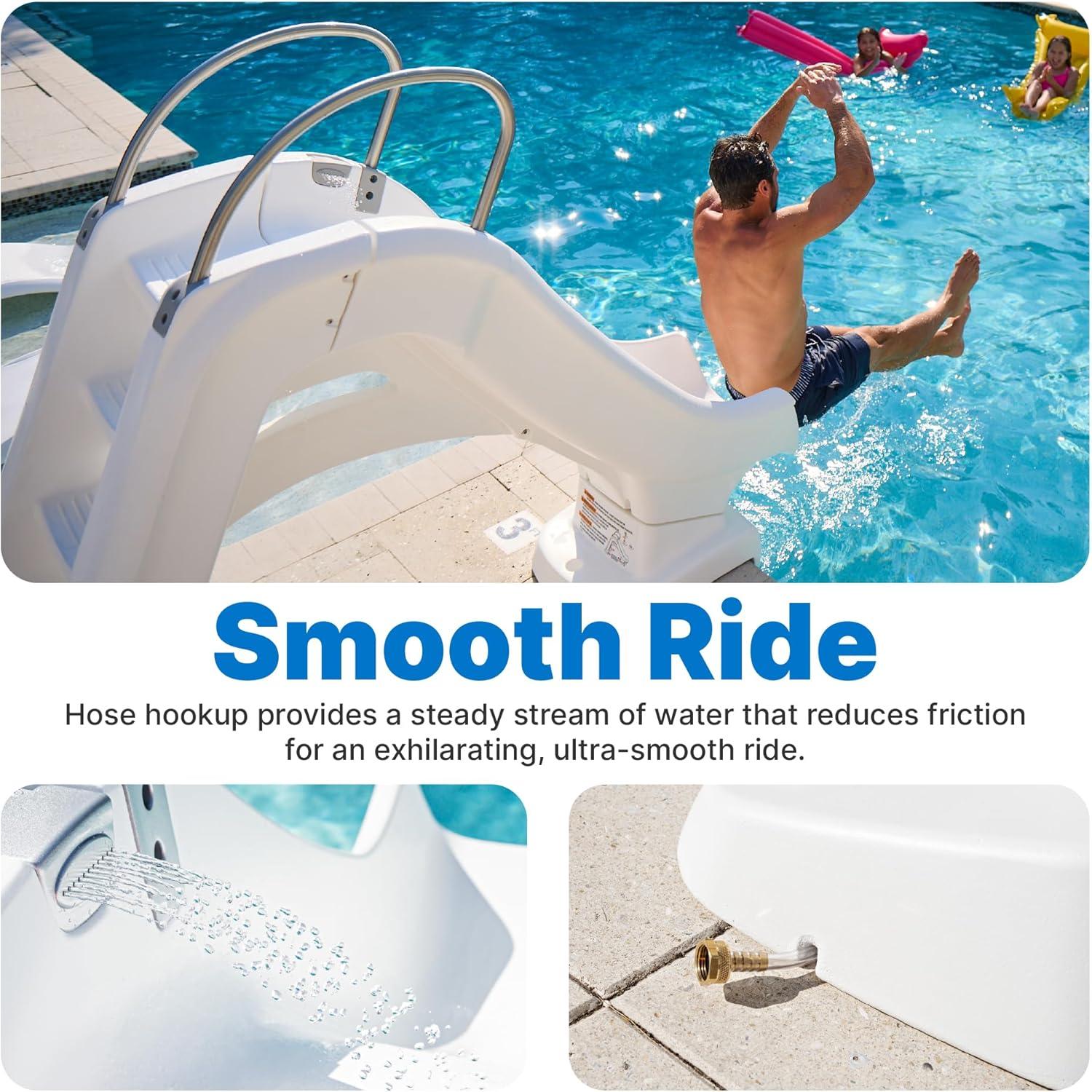 image:imageStep2 Vero Pool Slide OutdoorIndoor Waterproof Patio Furniture NonSlip Steps Hose Attachment Made of Durable Plastic 4 Feet White