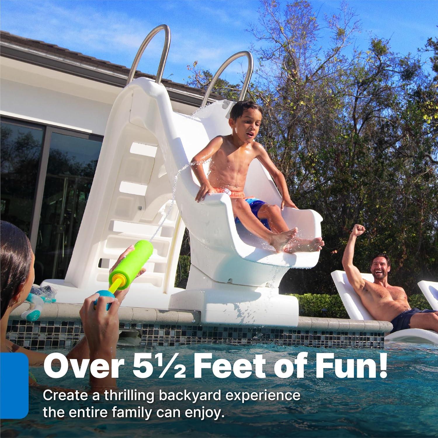 image:imageStep2 Vero Pool Slide OutdoorIndoor Waterproof Patio Furniture NonSlip Steps Hose Attachment Made of Durable Plastic 4 Feet White