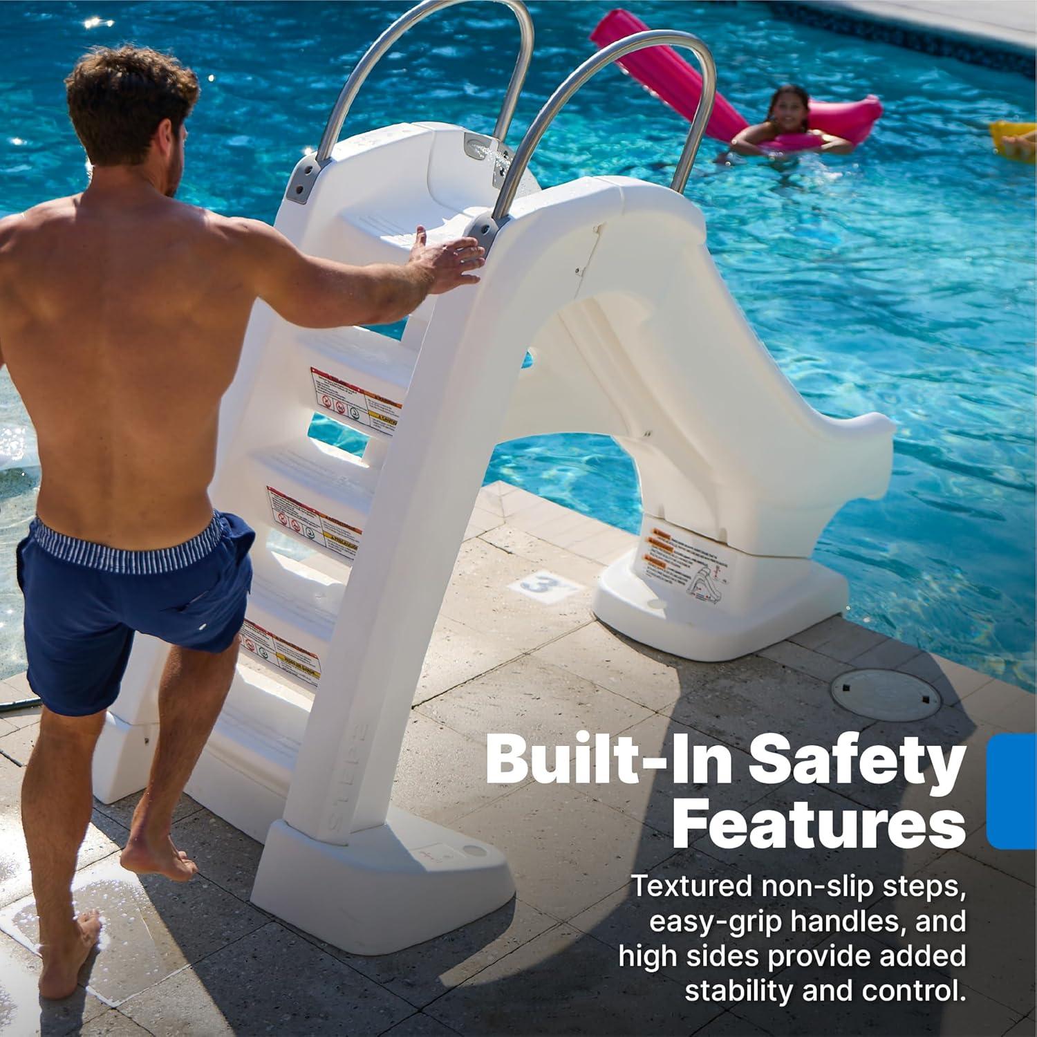 image:imageStep2 Vero Pool Slide OutdoorIndoor Waterproof Patio Furniture NonSlip Steps Hose Attachment Made of Durable Plastic 4 Feet White