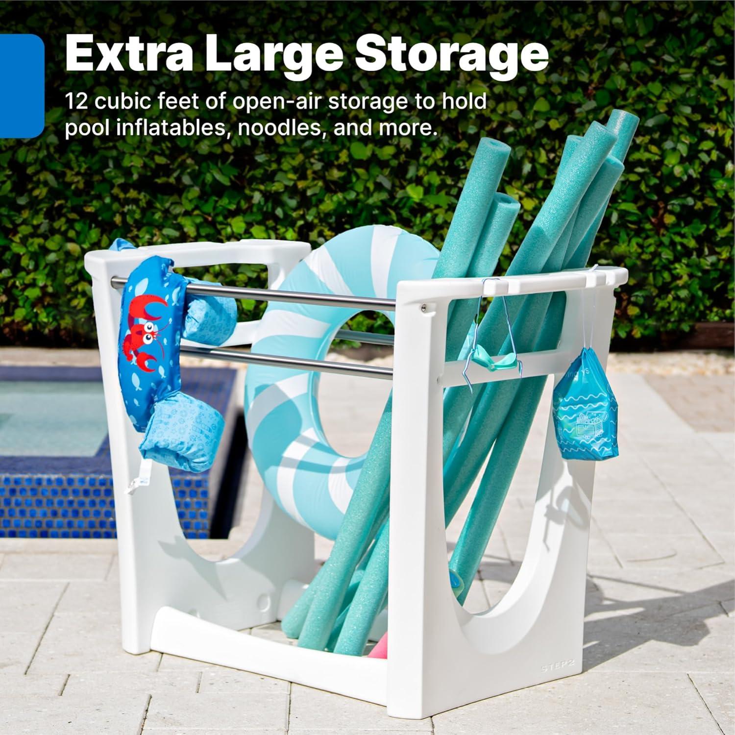 image:imageStep2 Vero Poolside Organizer OutdoorIndoor Waterproof Patio Furniture Pool amp Toy Storage Made of Durable Plastic White