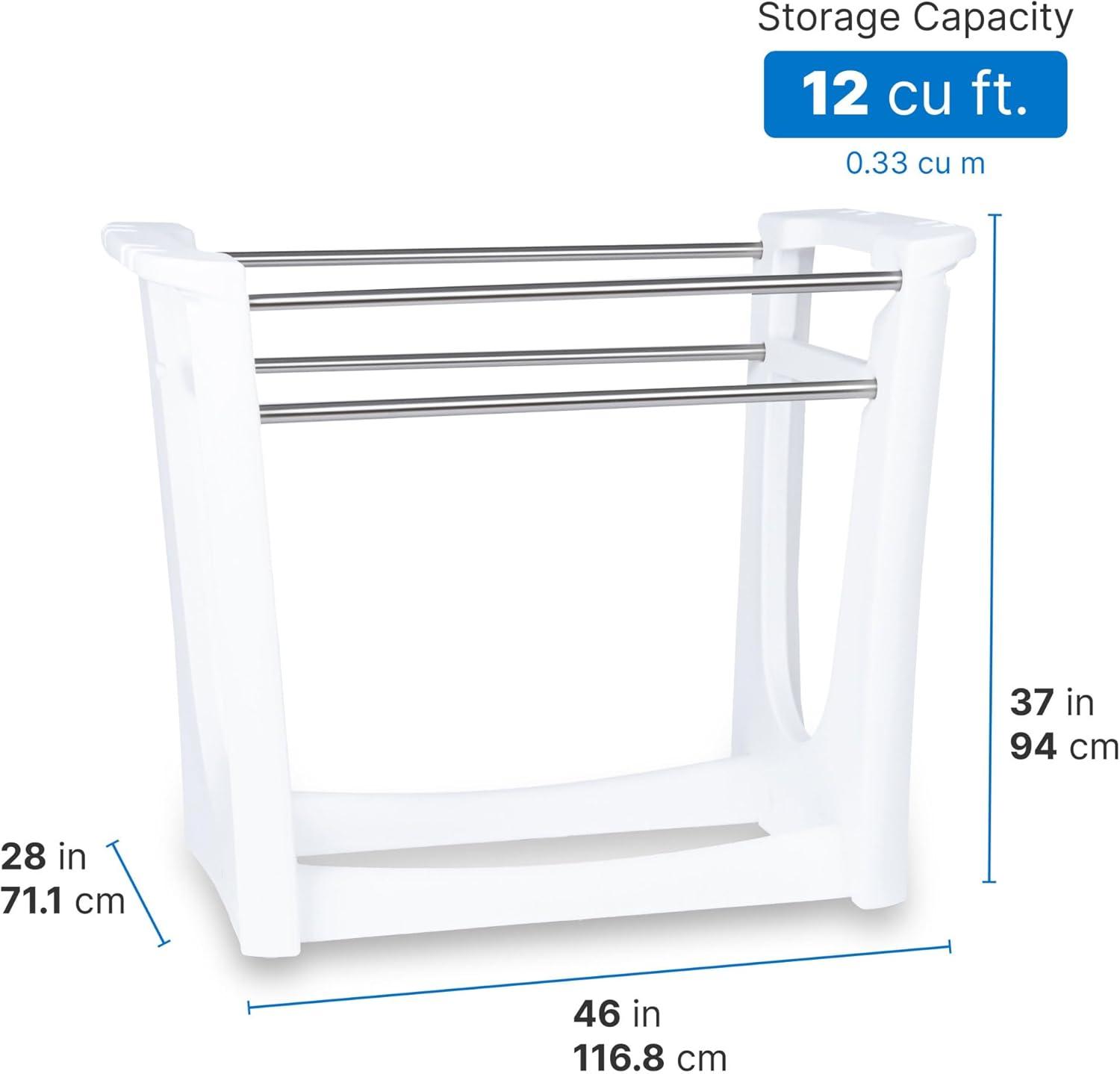 image:imageStep2 Vero Poolside Organizer OutdoorIndoor Waterproof Patio Furniture Pool amp Toy Storage Made of Durable Plastic White